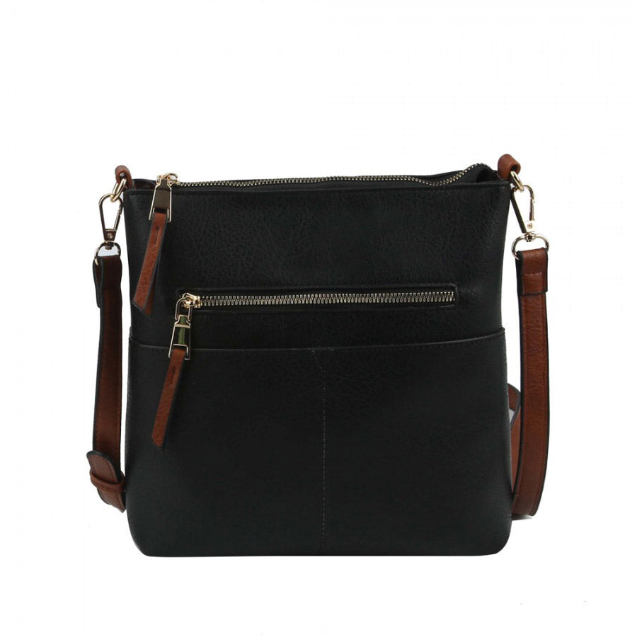Black Vegan Zip Pocket Crossbody Bag Faux Leather Zip Pocket Crossbody Bag Zipper top closure, lined interior, adjustable strap, accessorize like the ultimate fashionista, small crossbody will be your new favorite accessory. Perfect Birthday Gift, Anniversary Gift, Thank you Gift, Just Because Gift, Everyday Day to Night Bag