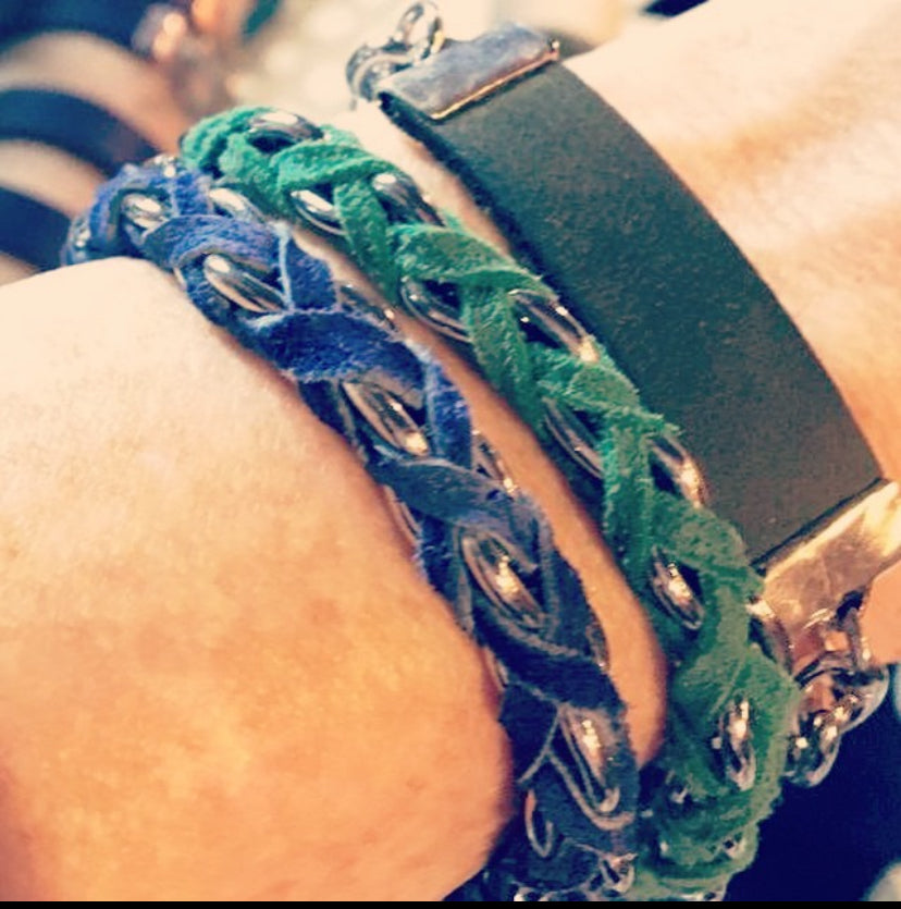 Turquoise Suede Woven Cable Chain Toggle Bracelet by The Urban Charm