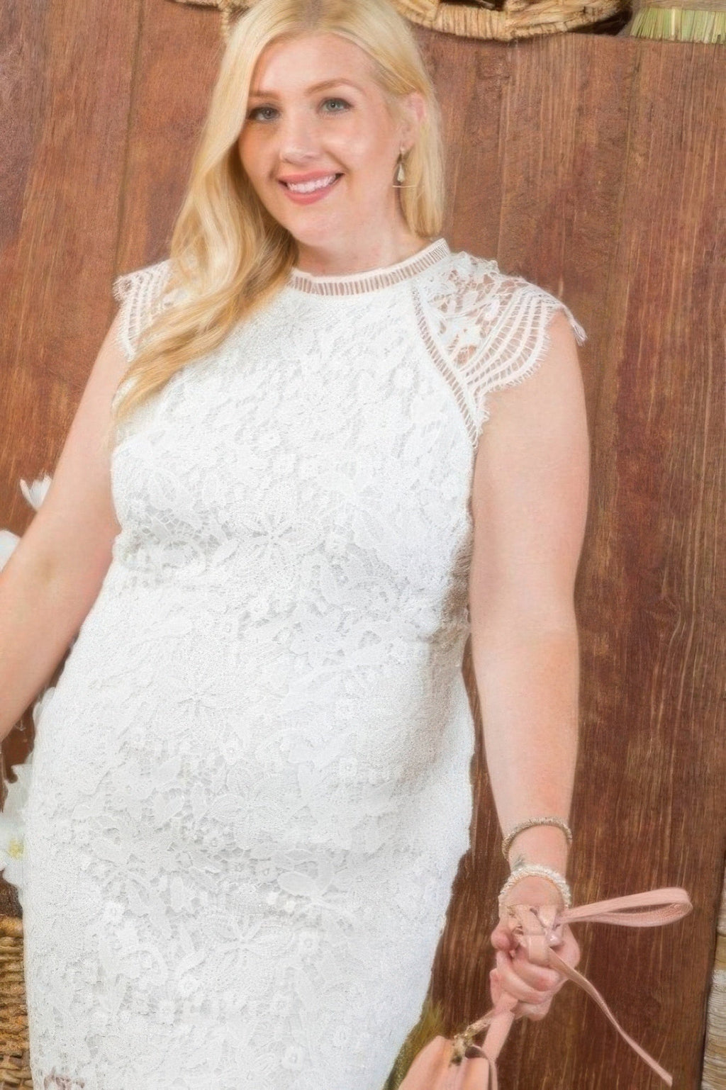 Lace Crochet Mini Raglan Dress With Zipper Back by Balec Group