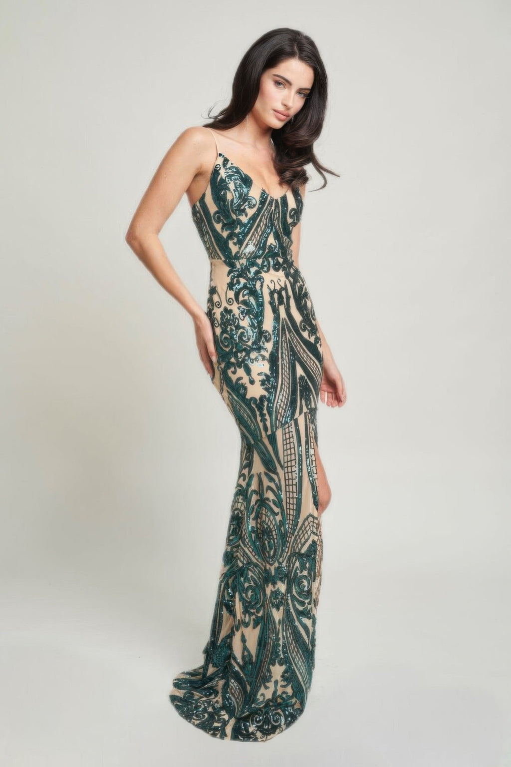 Art Deco Sequins Maxi Dress by OyeraCharisma