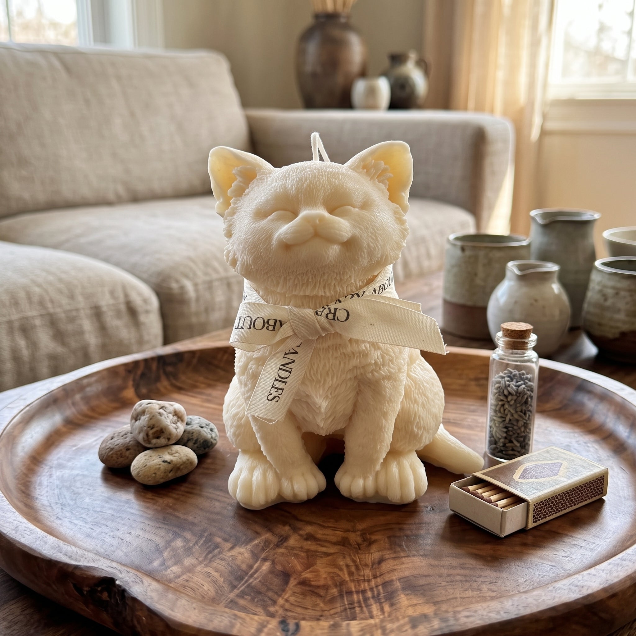Large Cat Sculpture Candle | Gallery-Quality Soy Wax
