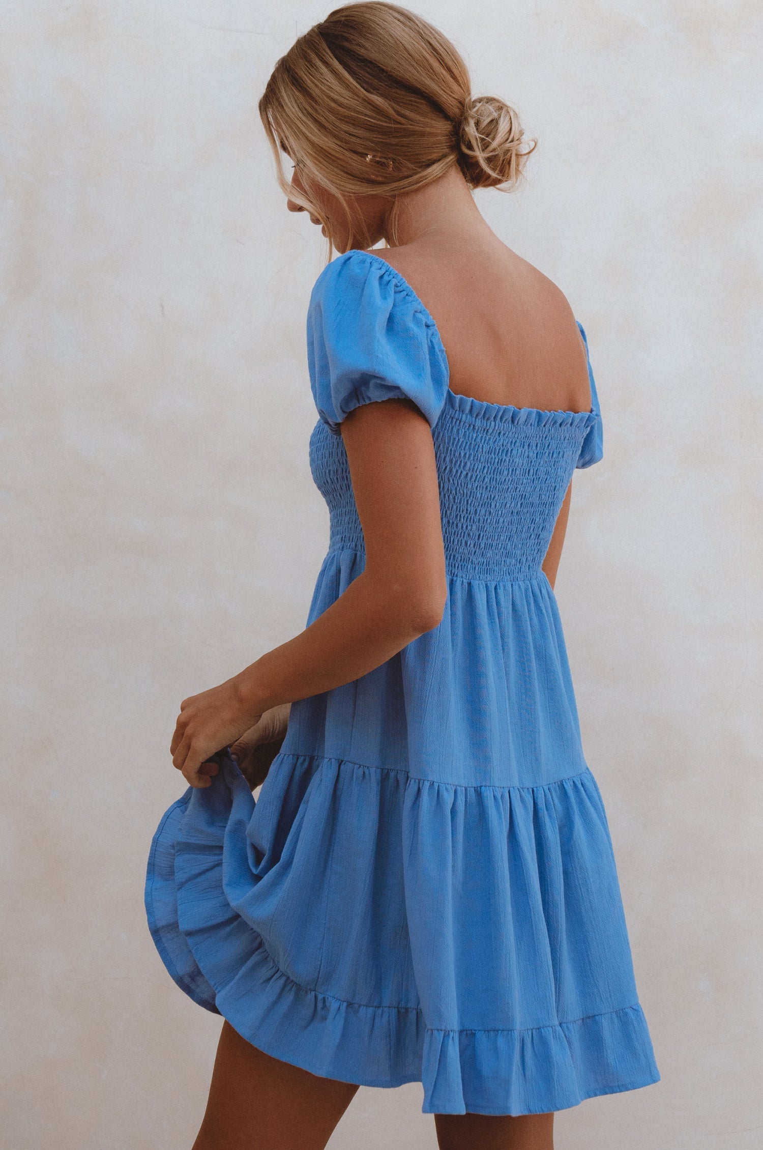 Catalina Smocked Linen Mini Dress by Bali ELF