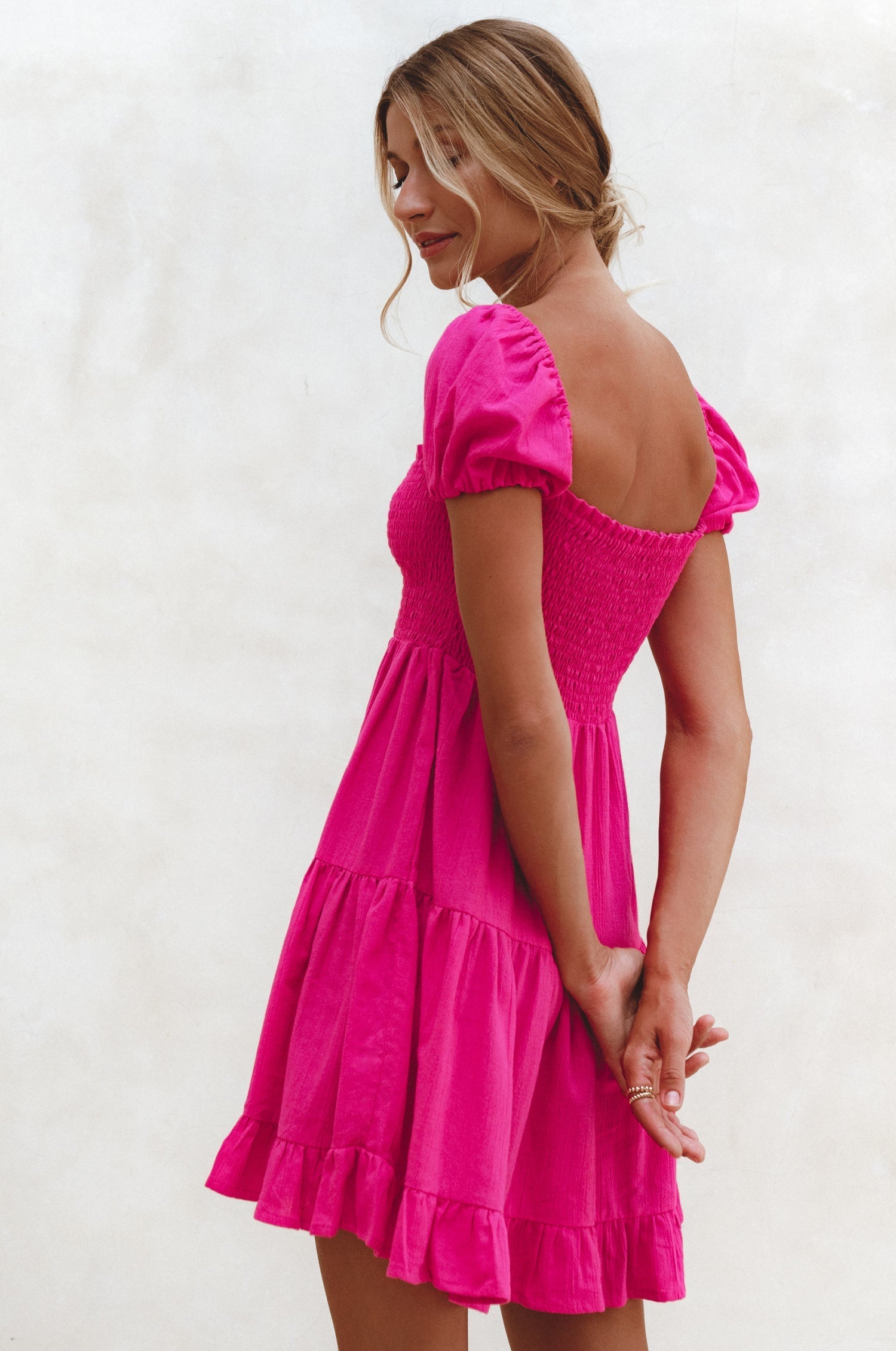 Catalina Smocked Linen Mini Dress by Bali ELF