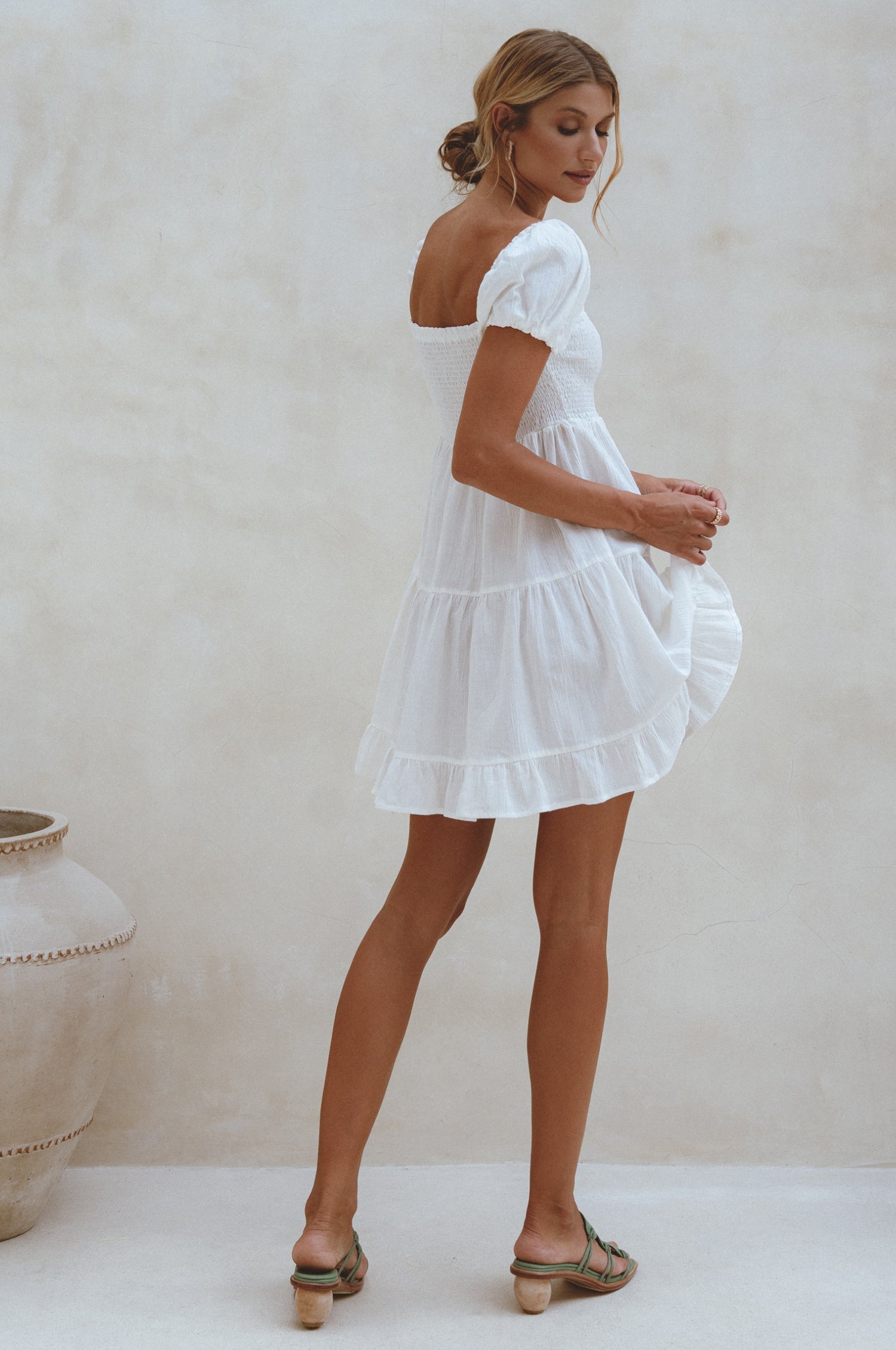 Catalina Smocked Linen Mini Dress by Bali ELF