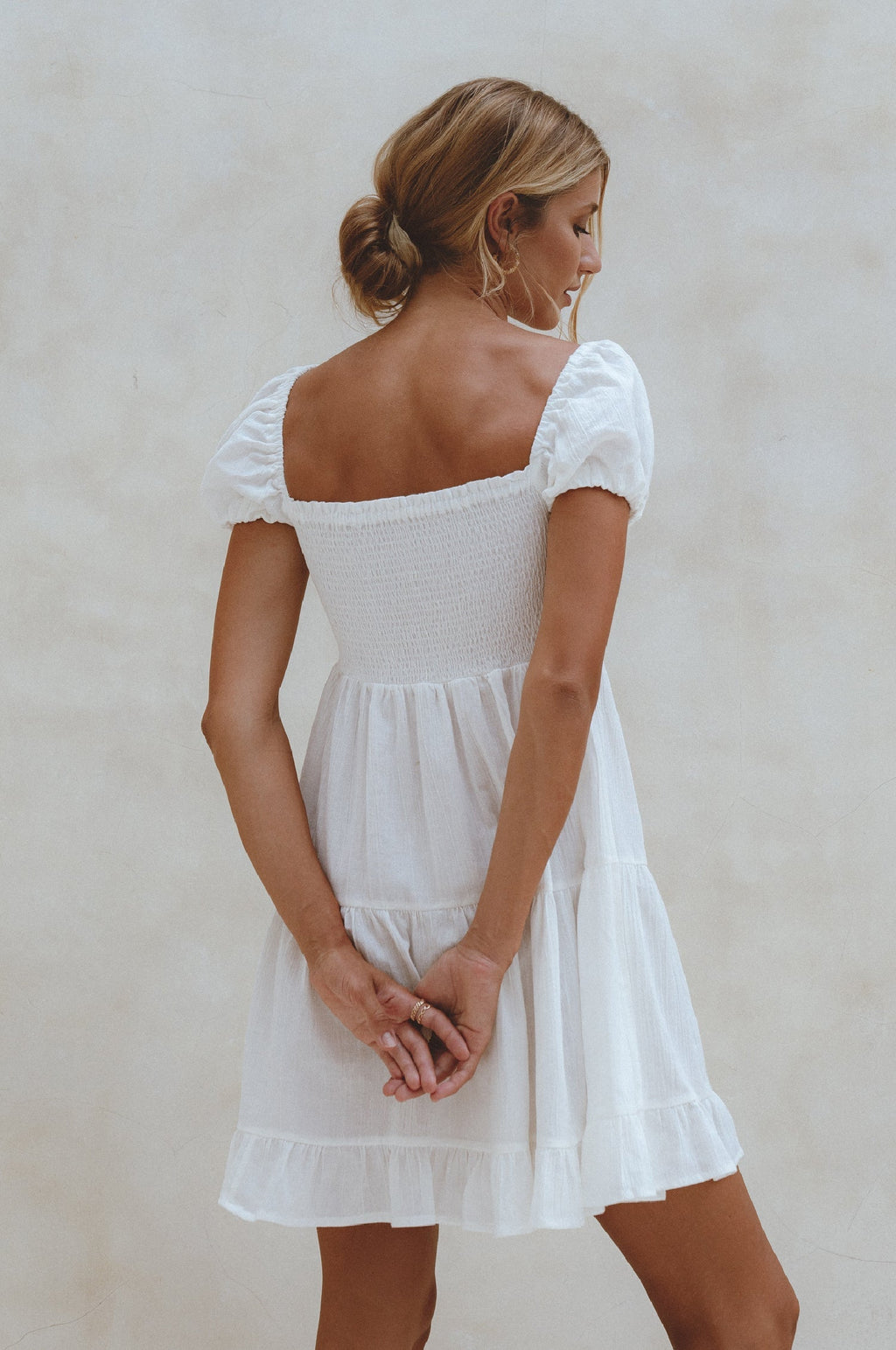 Catalina Smocked Linen Mini Dress by Bali ELF