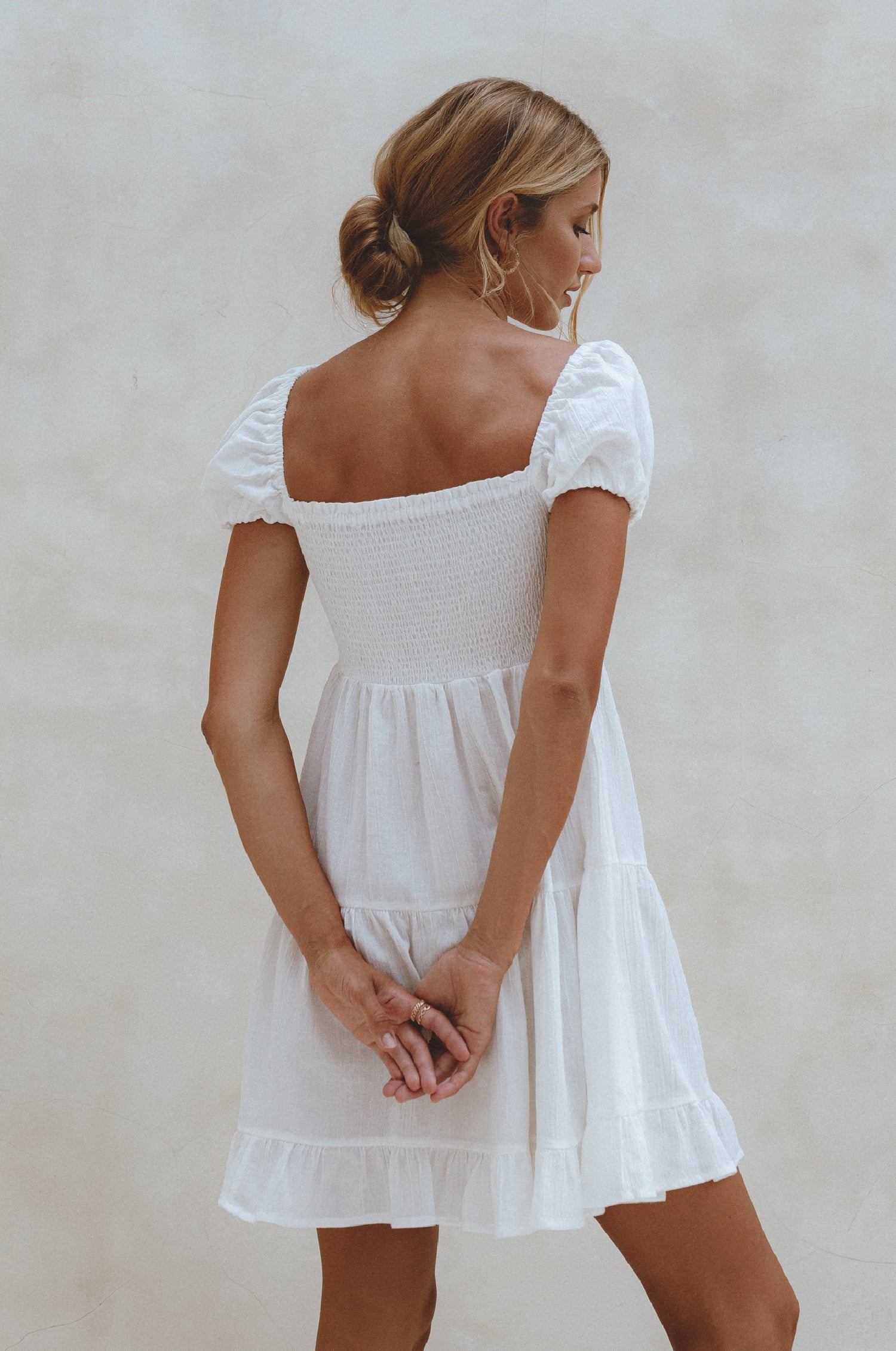 Catalina Smocked Linen Mini Dress by Bali ELF