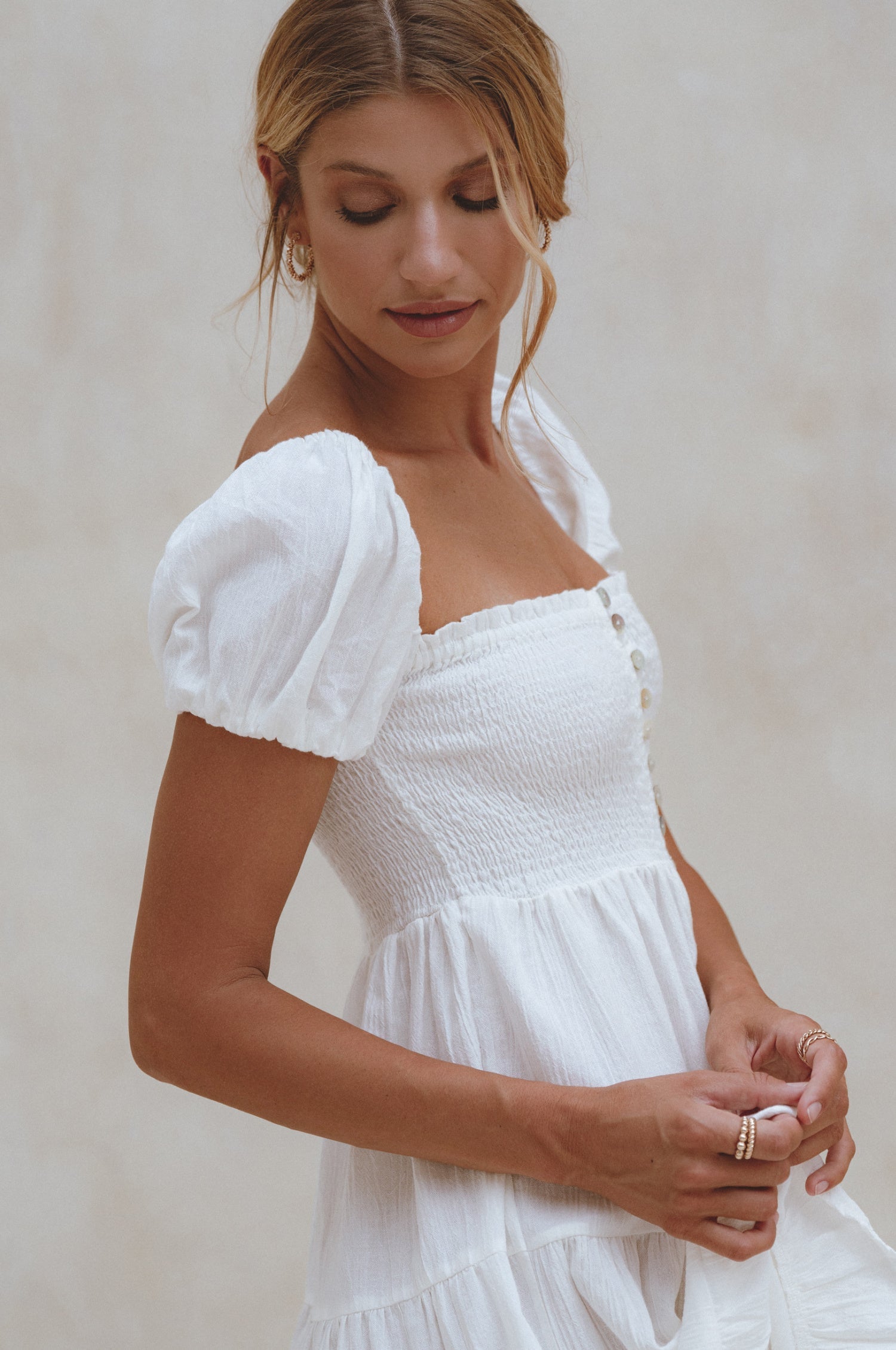 Catalina Smocked Linen Mini Dress by Bali ELF