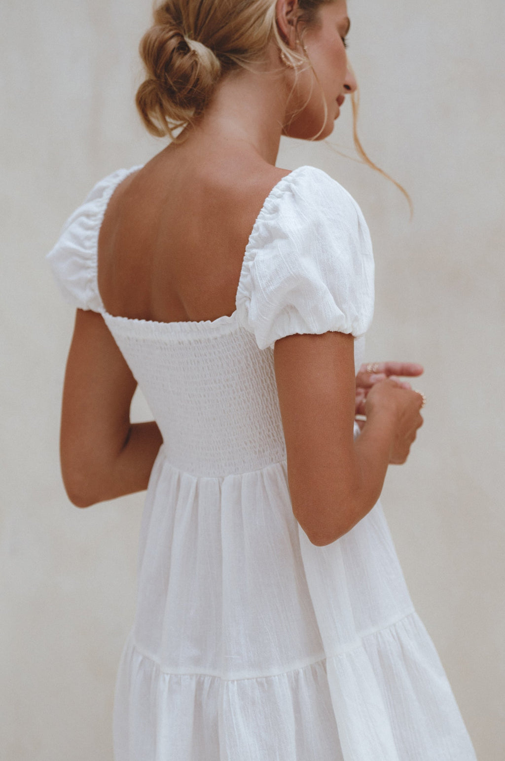 Catalina Smocked Linen Mini Dress by Bali ELF