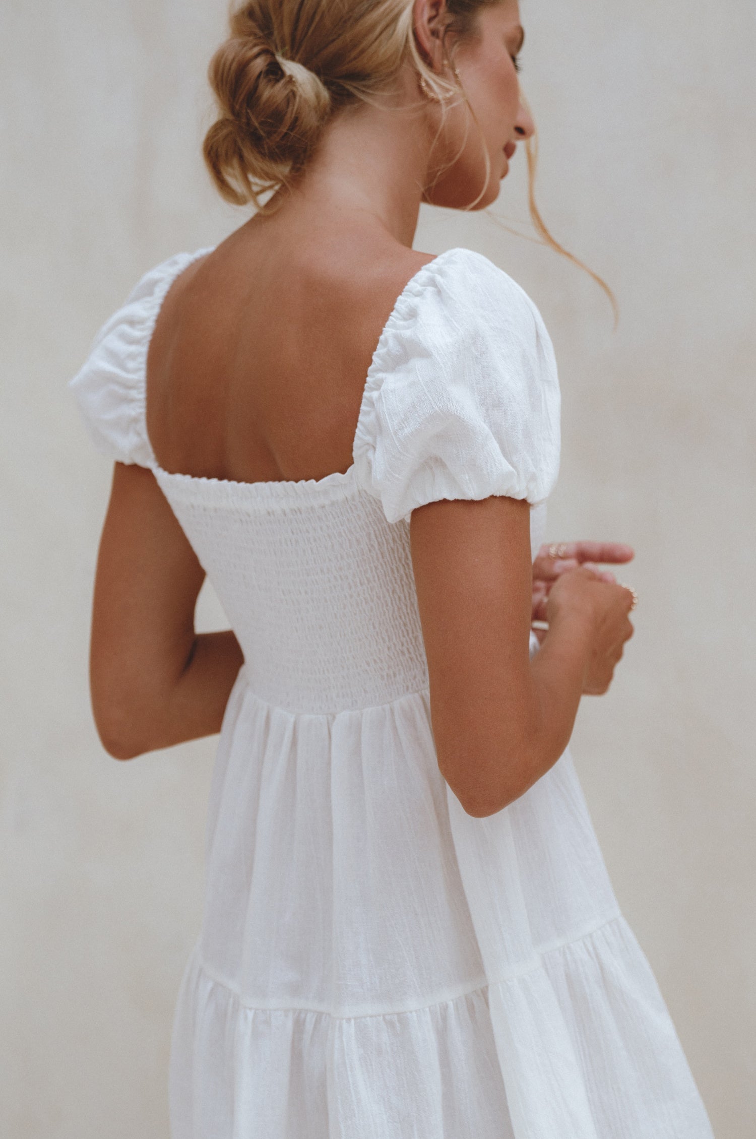 Catalina Smocked Linen Mini Dress by Bali ELF