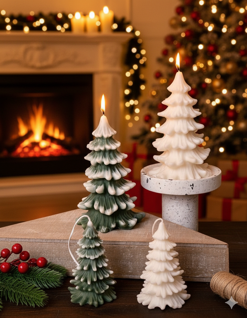 Christmas Tree Cedar Candles | Holiday Decor