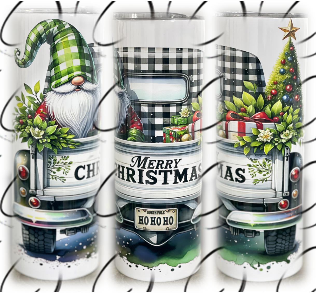 Christmas Gnome Truck 20oz Skinny Tumbler by All The Right Perks LLC