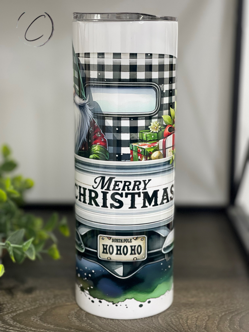 Christmas Gnome Truck 20oz Skinny Tumbler by All The Right Perks LLC
