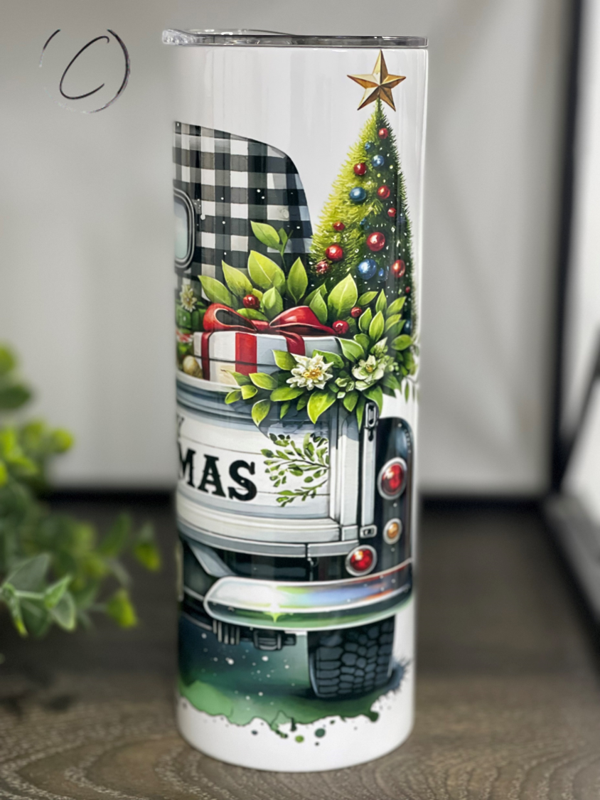 Christmas Gnome Truck 20oz Skinny Tumbler by All The Right Perks LLC