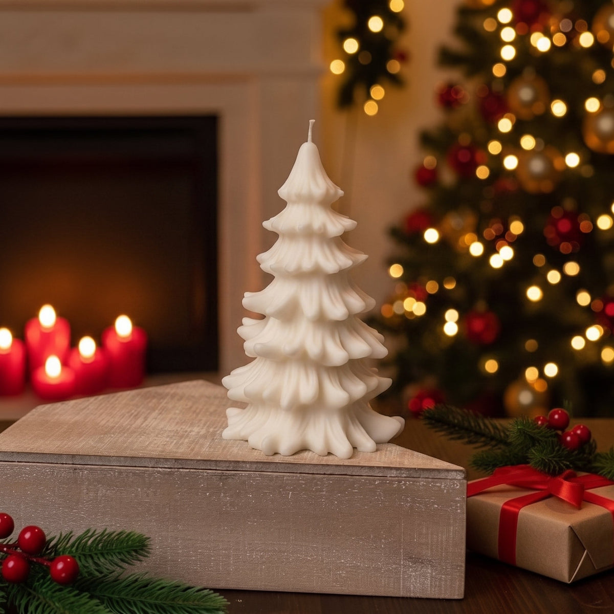 Christmas Tree Cedar Candles | Holiday Decor