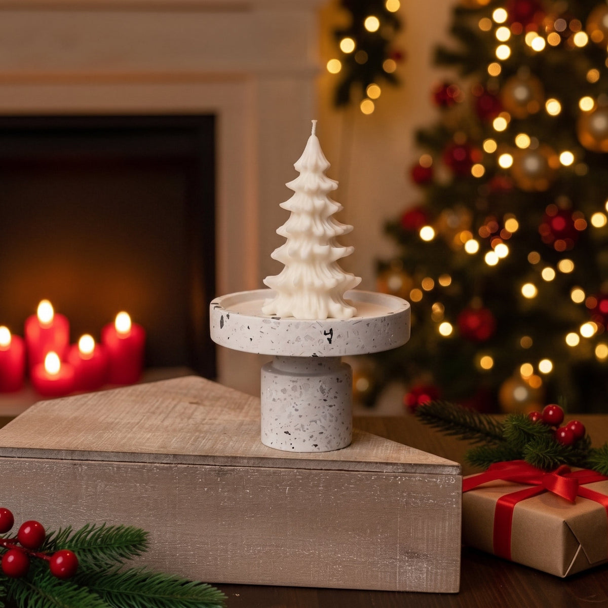 Christmas Tree Cedar Candles | Holiday Decor