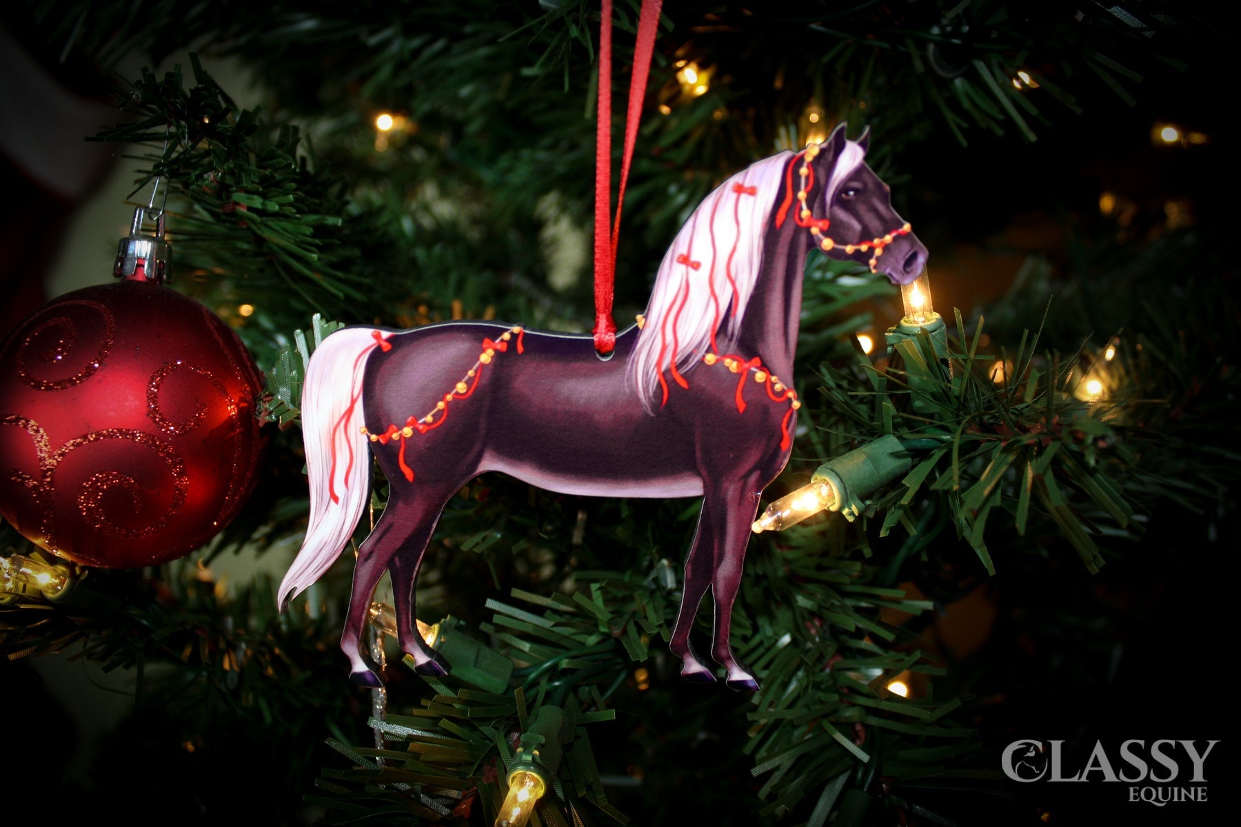 Morgan Horse Christmas Ornament - Silver Dapple by Classy Equine