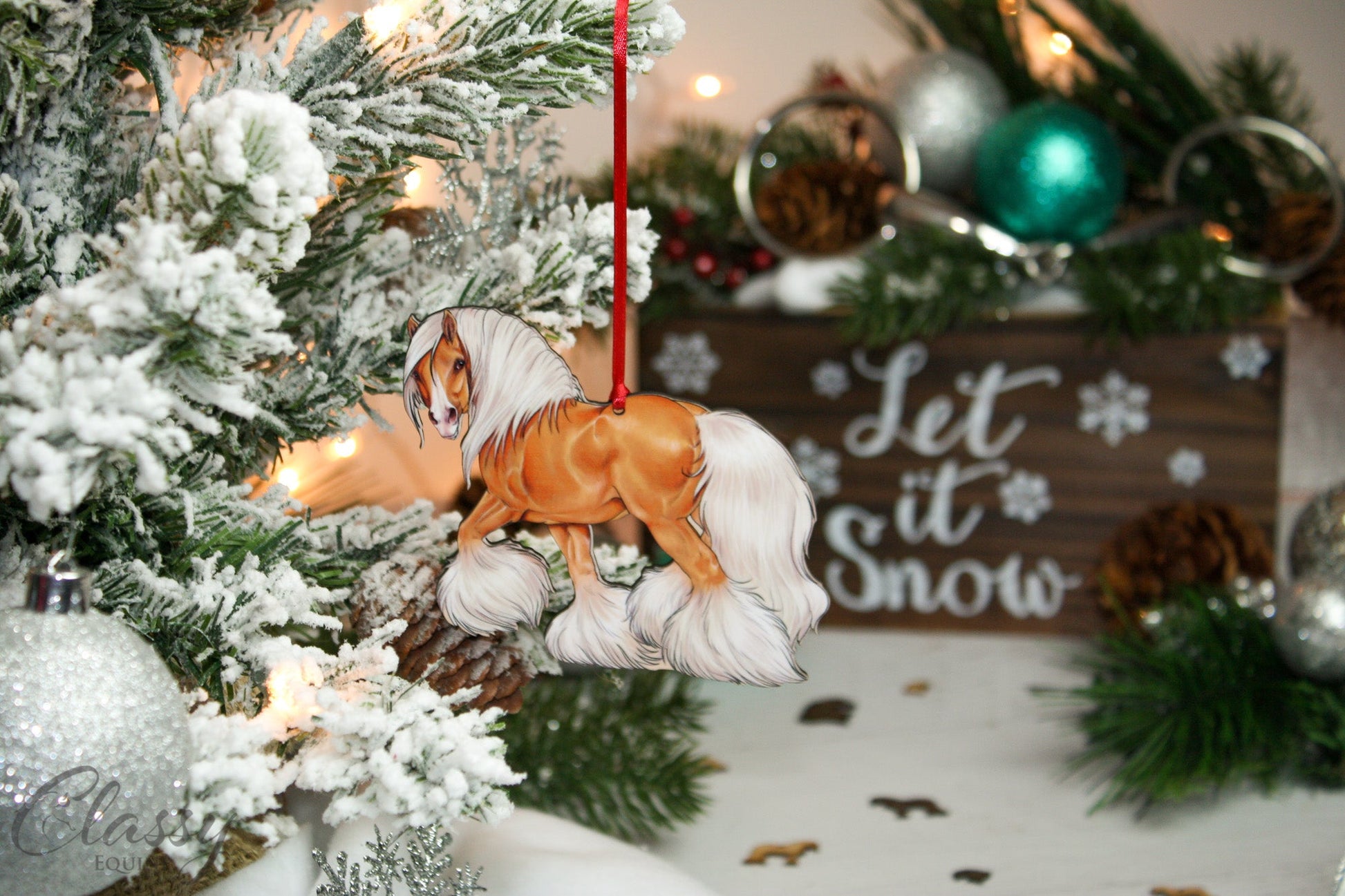 Palomino Gypsy Vanner Horse Christmas Ornament by Classy Equine