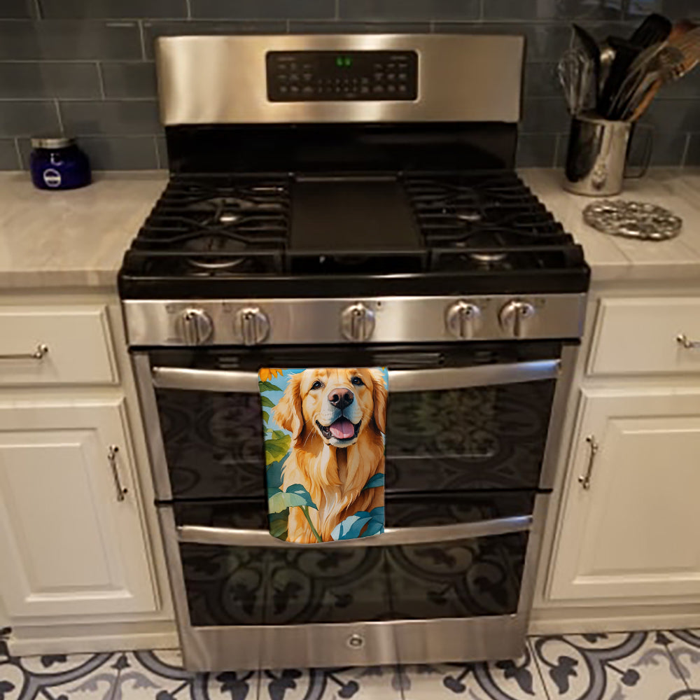 Golden Retriever in Sunflowers Kitchen Towel