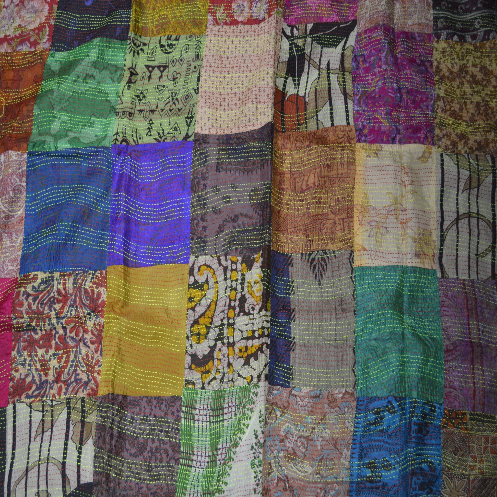 Hand Stitched Kantha  Silk  Vintage throw by OMSutra