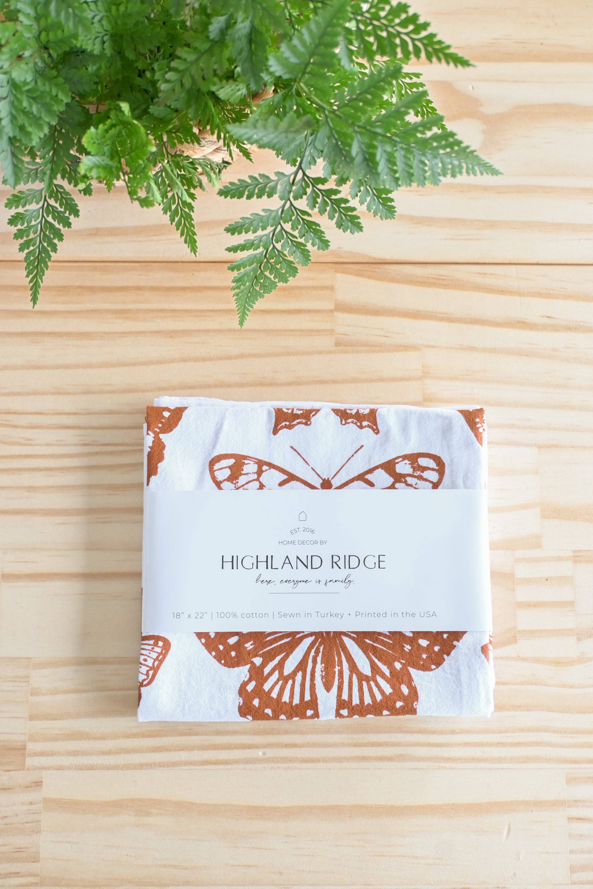 Butterfly Tea Towel Terra-cotta by Jubilee Trading Company