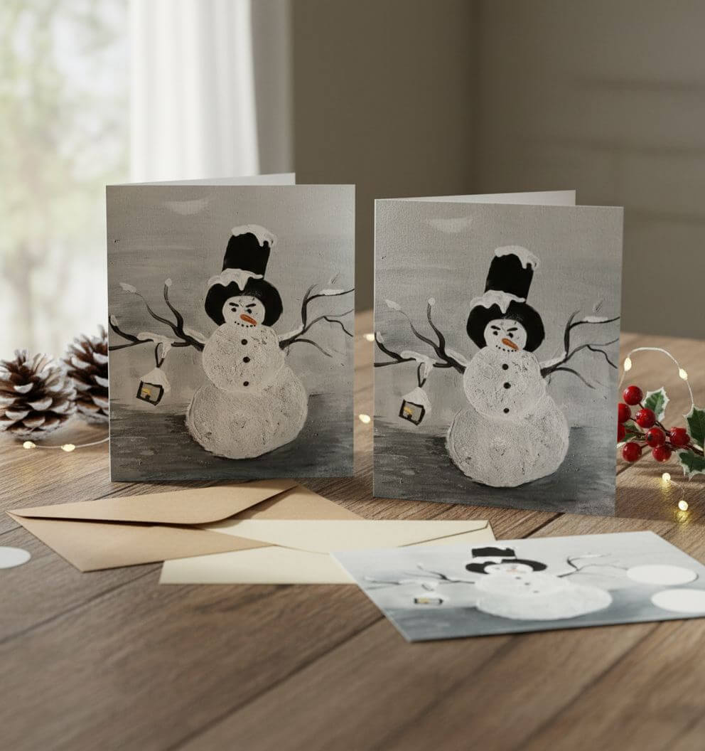 Digital Print Download of Original Acrylic Snowman Painting  by Alexa Martha