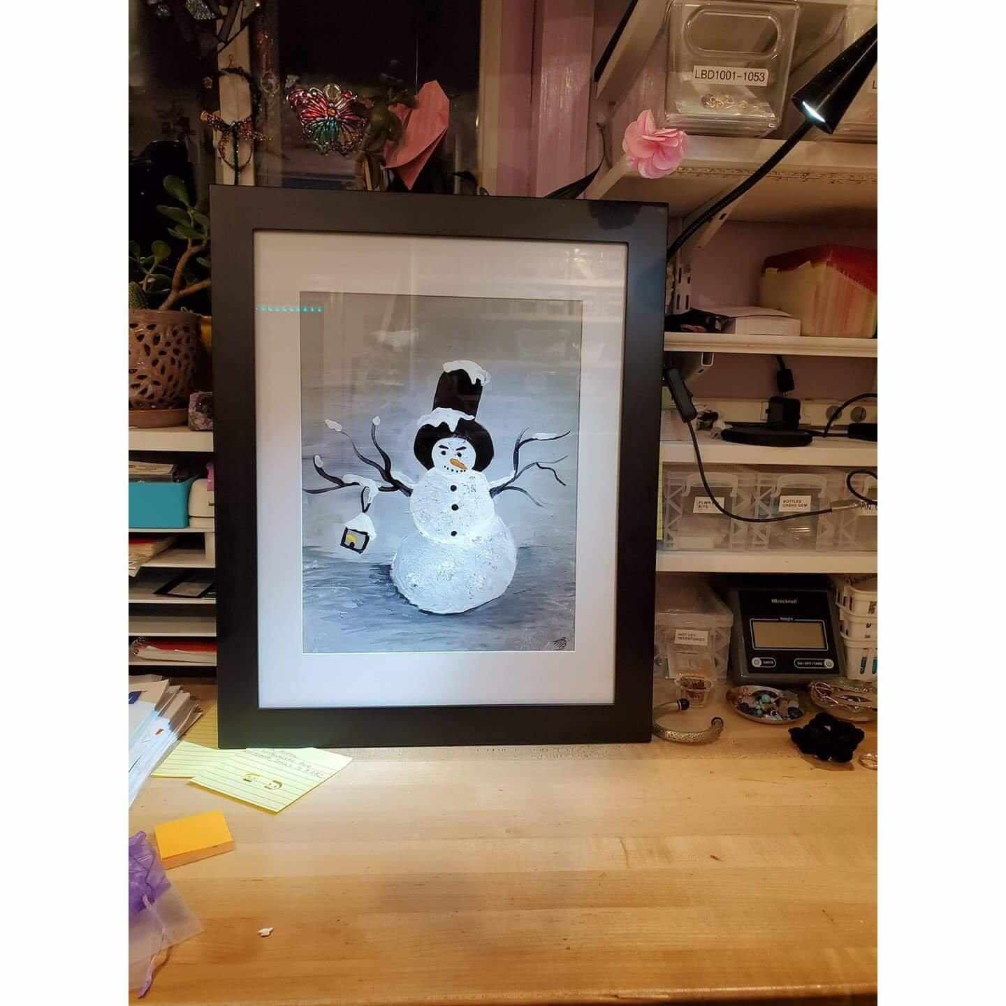 Digital Print Download of Original Acrylic Snowman Painting  by Alexa Martha