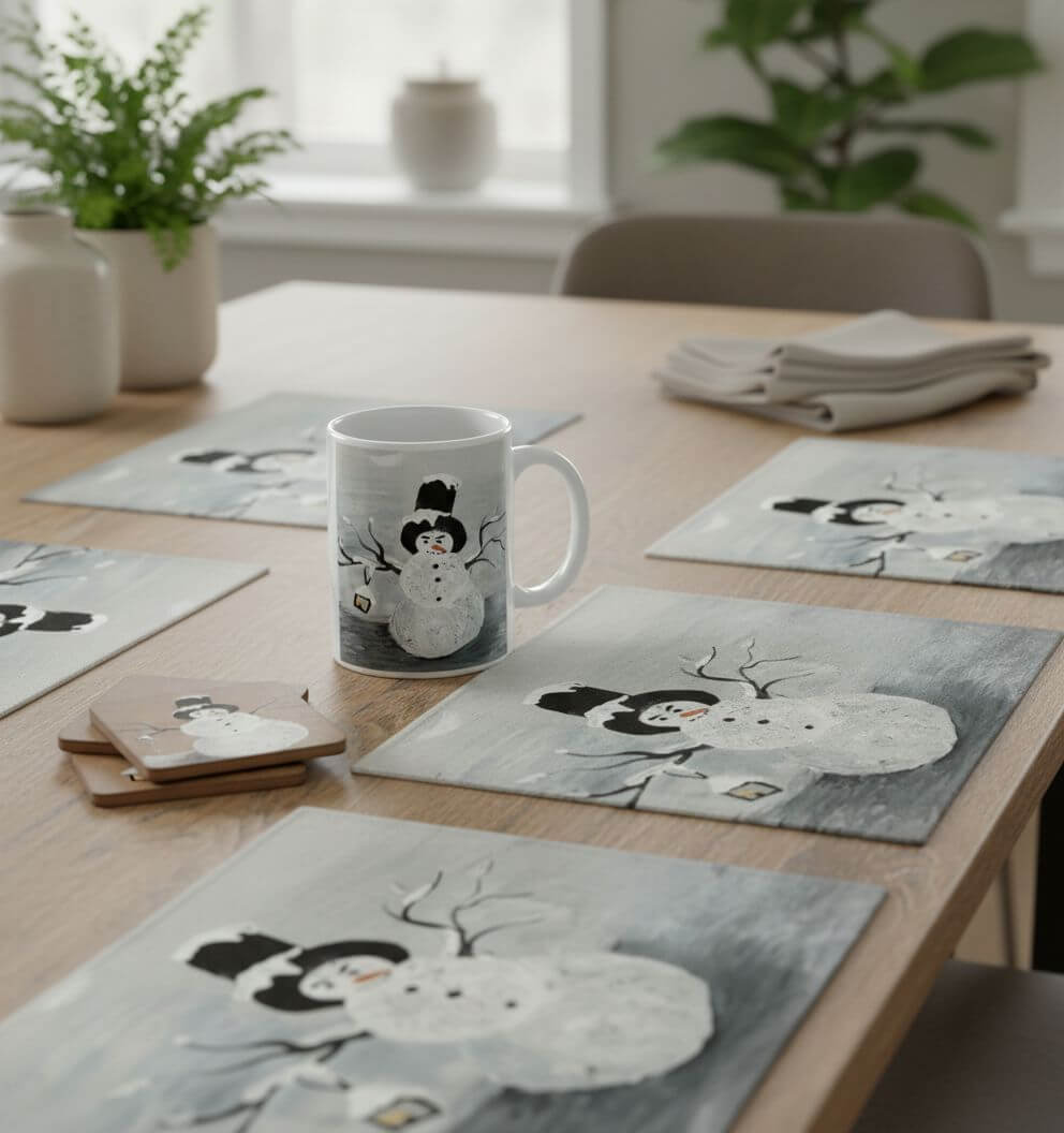 Digital Print Download of Original Acrylic Snowman Painting  by Alexa Martha