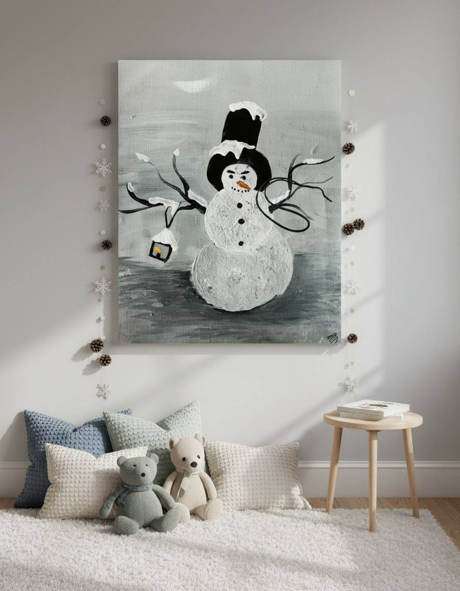 Digital Print Download of Original Acrylic Snowman Painting  by Alexa Martha