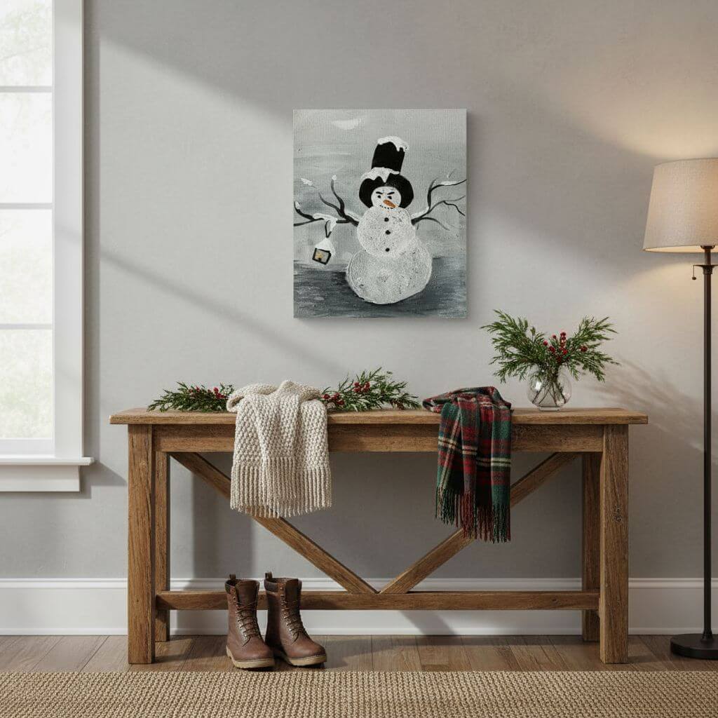Digital Print Download of Original Acrylic Snowman Painting  by Alexa Martha
