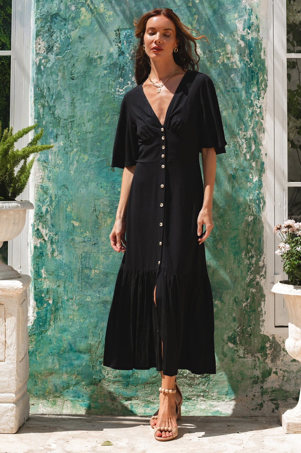 Donna Button Down Midi Dress by Bali ELF