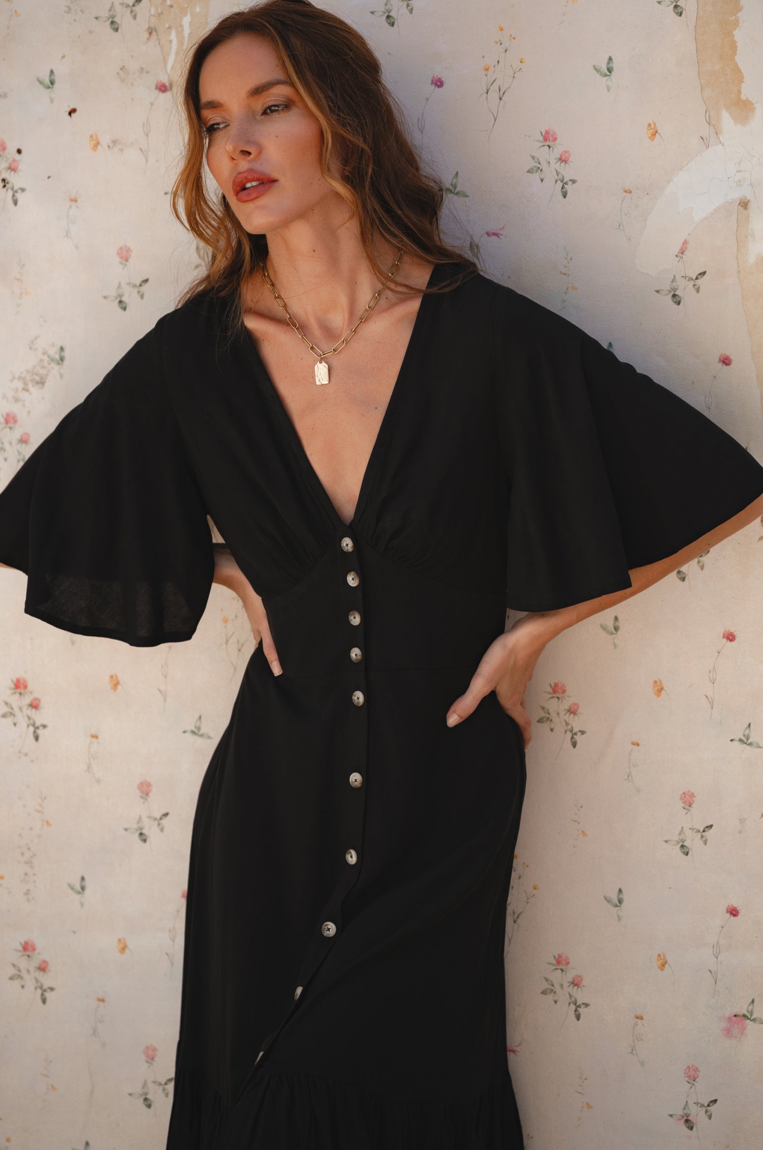 Donna Button Down Midi Dress by Bali ELF