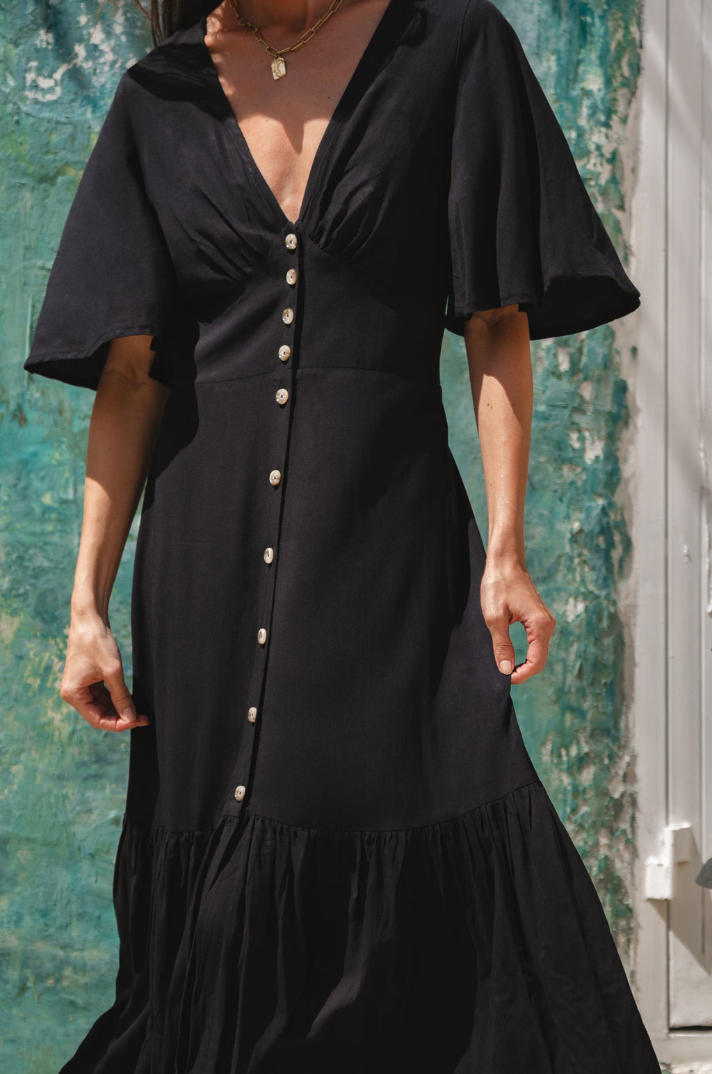 Donna Button Down Midi Dress by Bali ELF