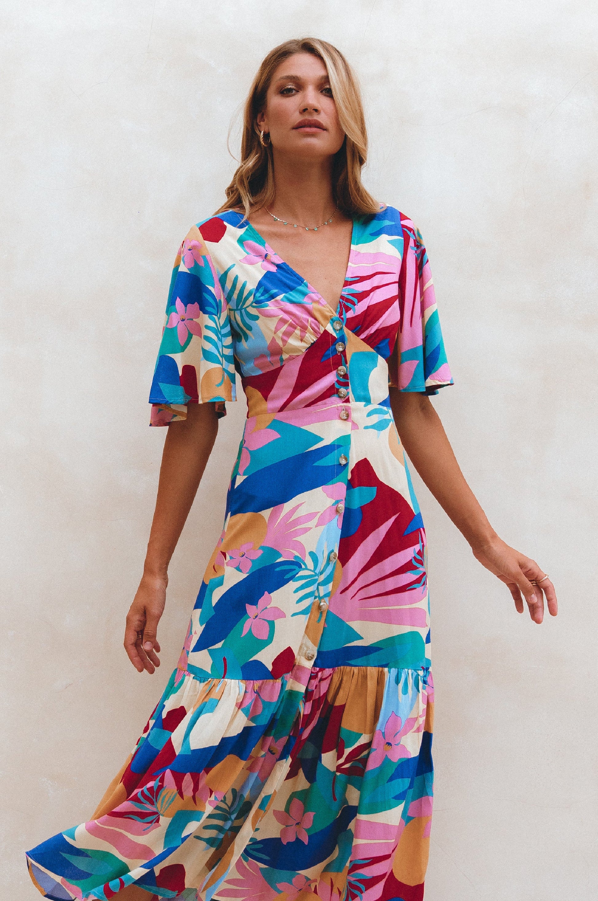 Donna Button Down Midi Dress by Bali ELF