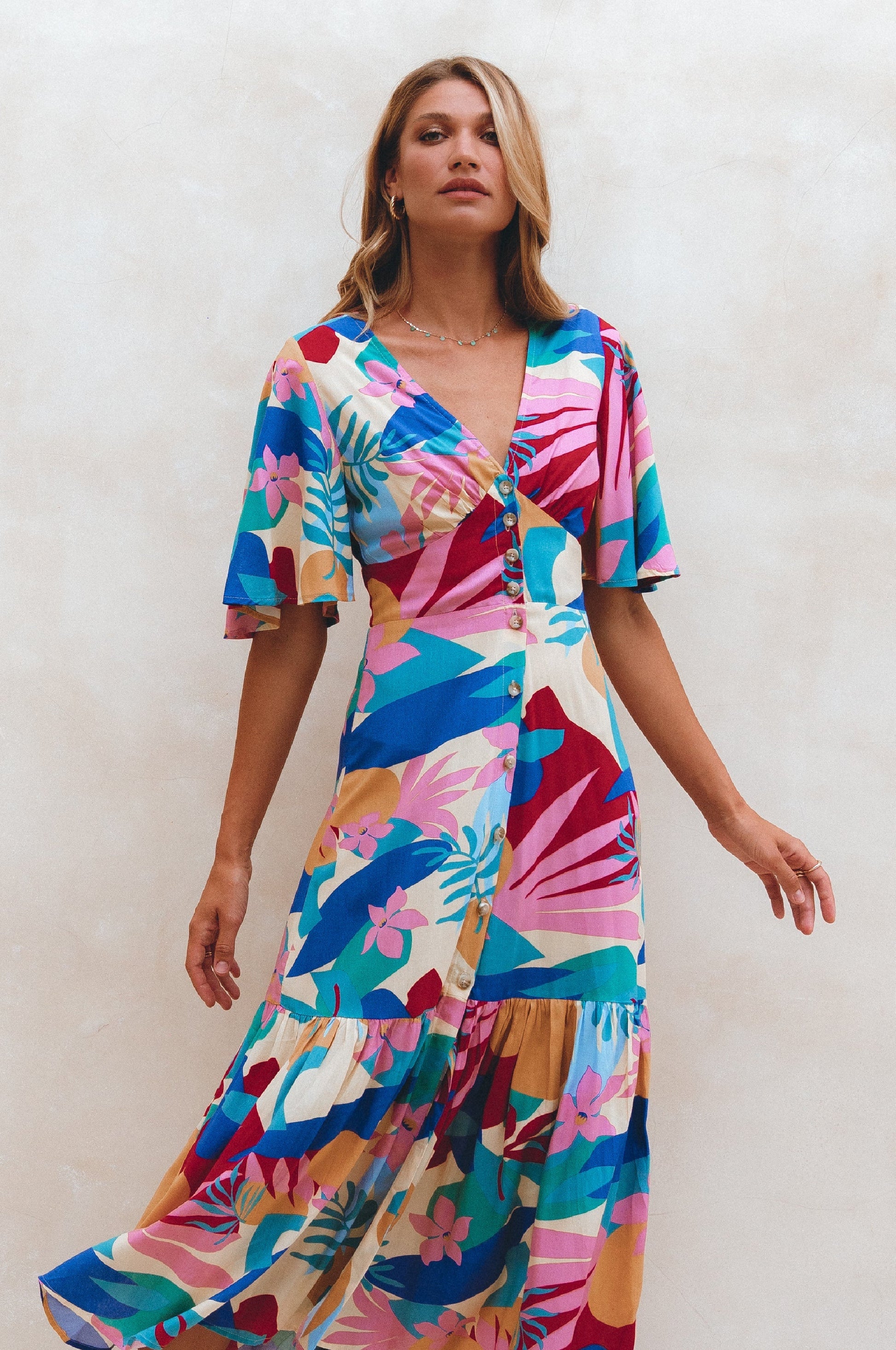 Donna Button Down Midi Dress by Bali ELF