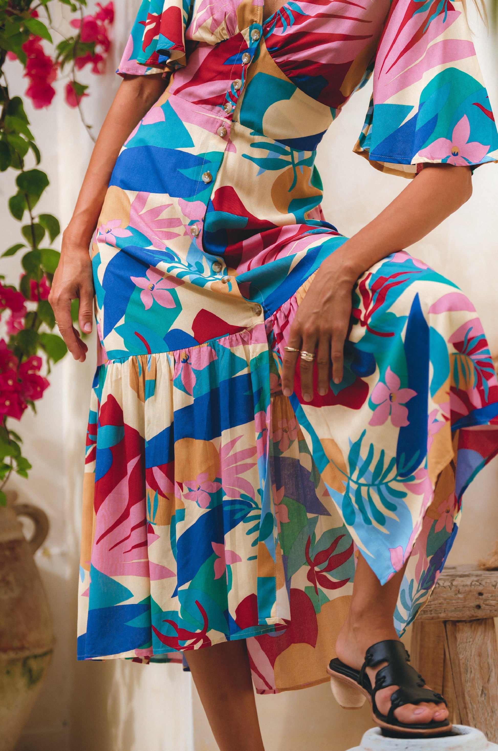 Donna Button Down Midi Dress by Bali ELF