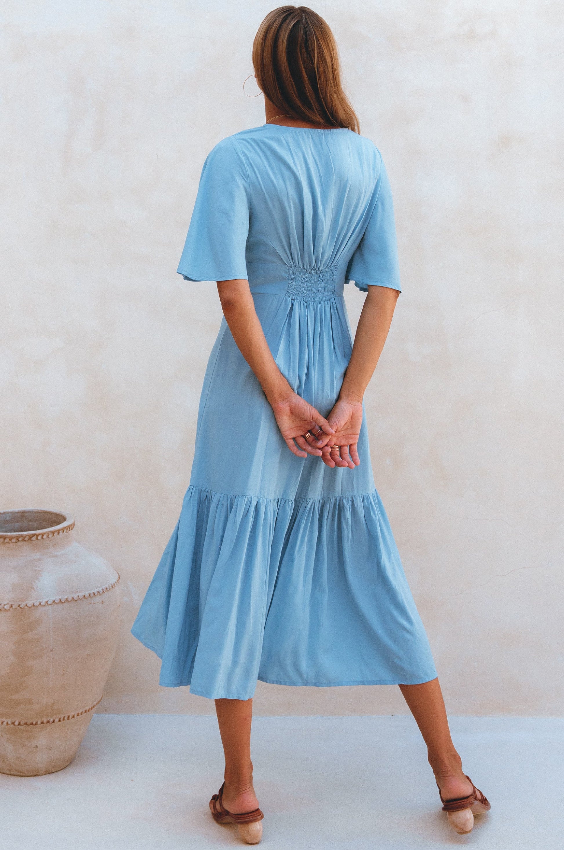 Donna Button Down Midi Dress by Bali ELF