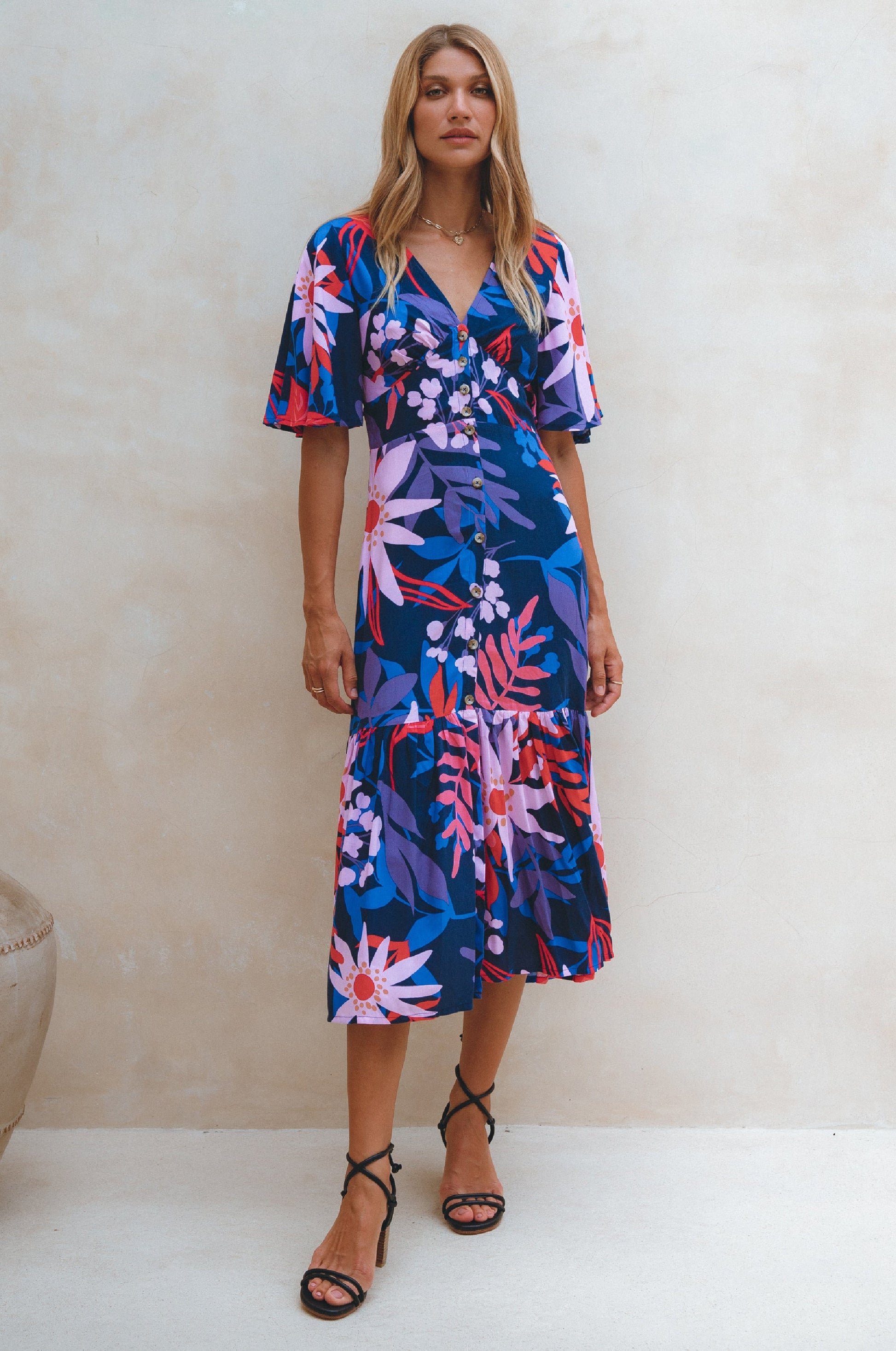 Donna Button Down Midi Dress by Bali ELF