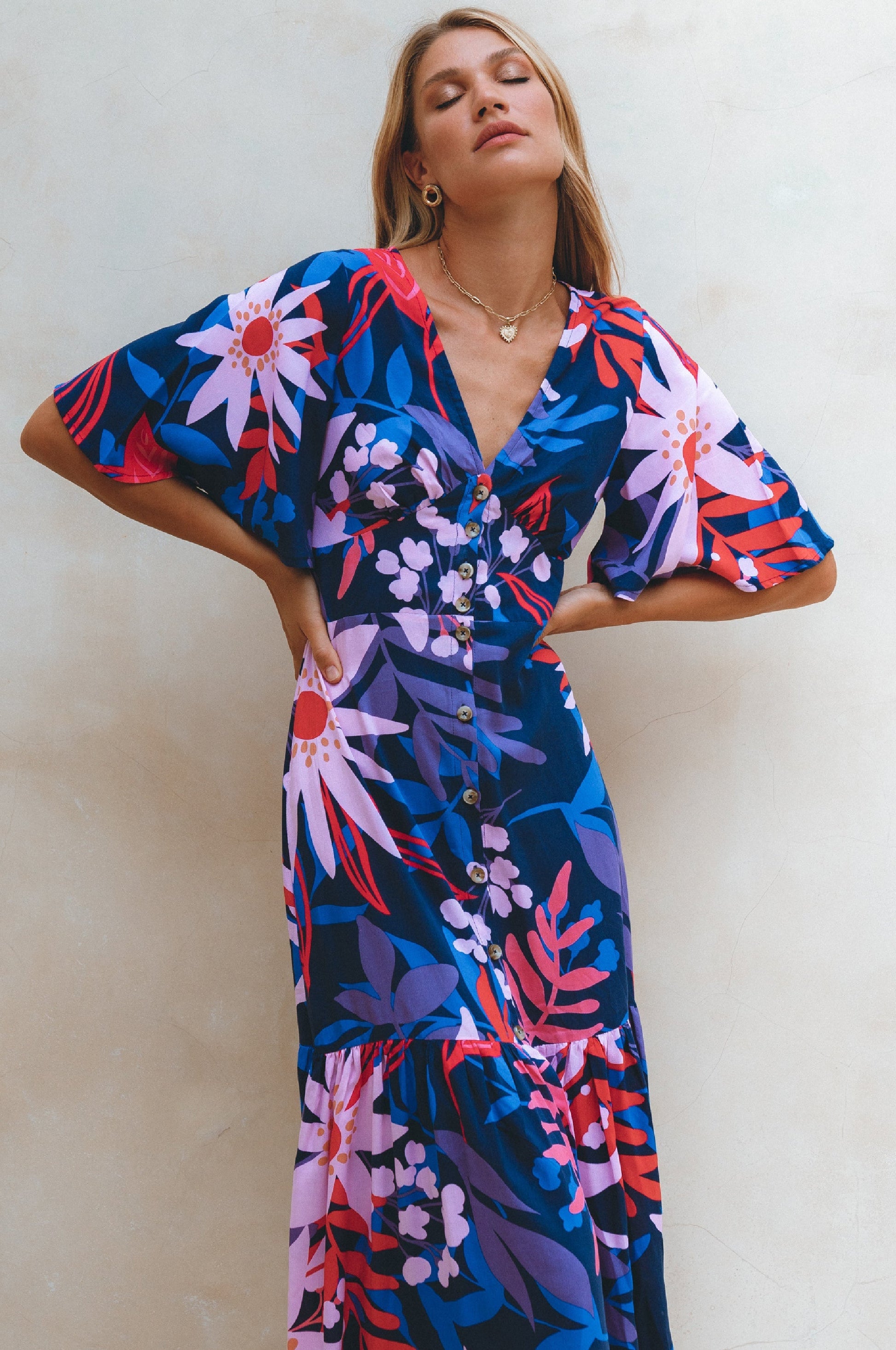 Donna Button Down Midi Dress by Bali ELF