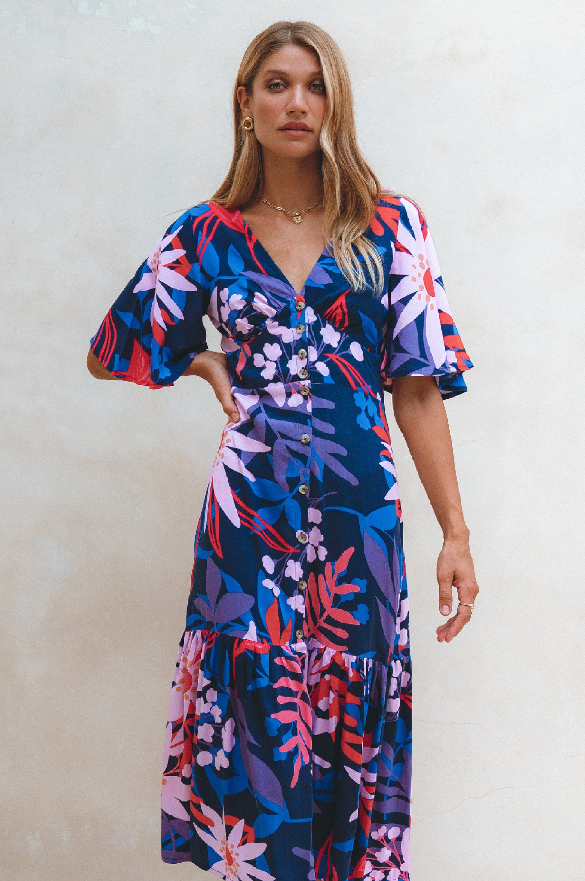 Donna Button Down Midi Dress by Bali ELF