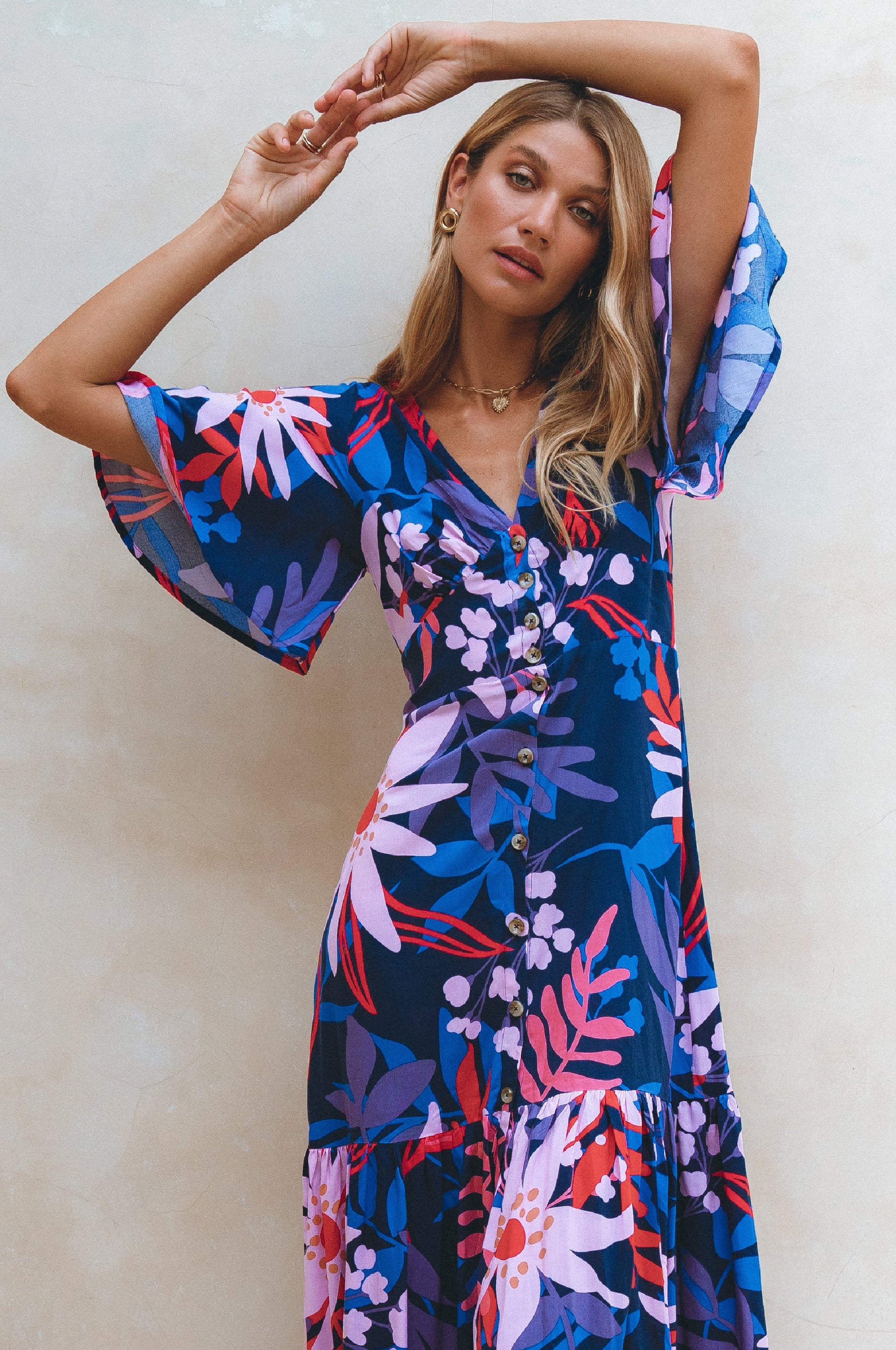 Donna Button Down Midi Dress by Bali ELF