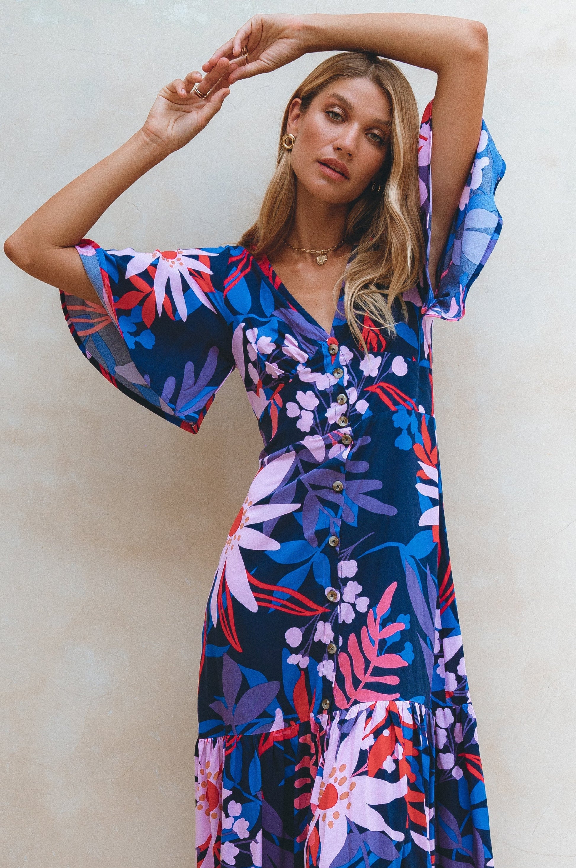 Donna Button Down Midi Dress by Bali ELF