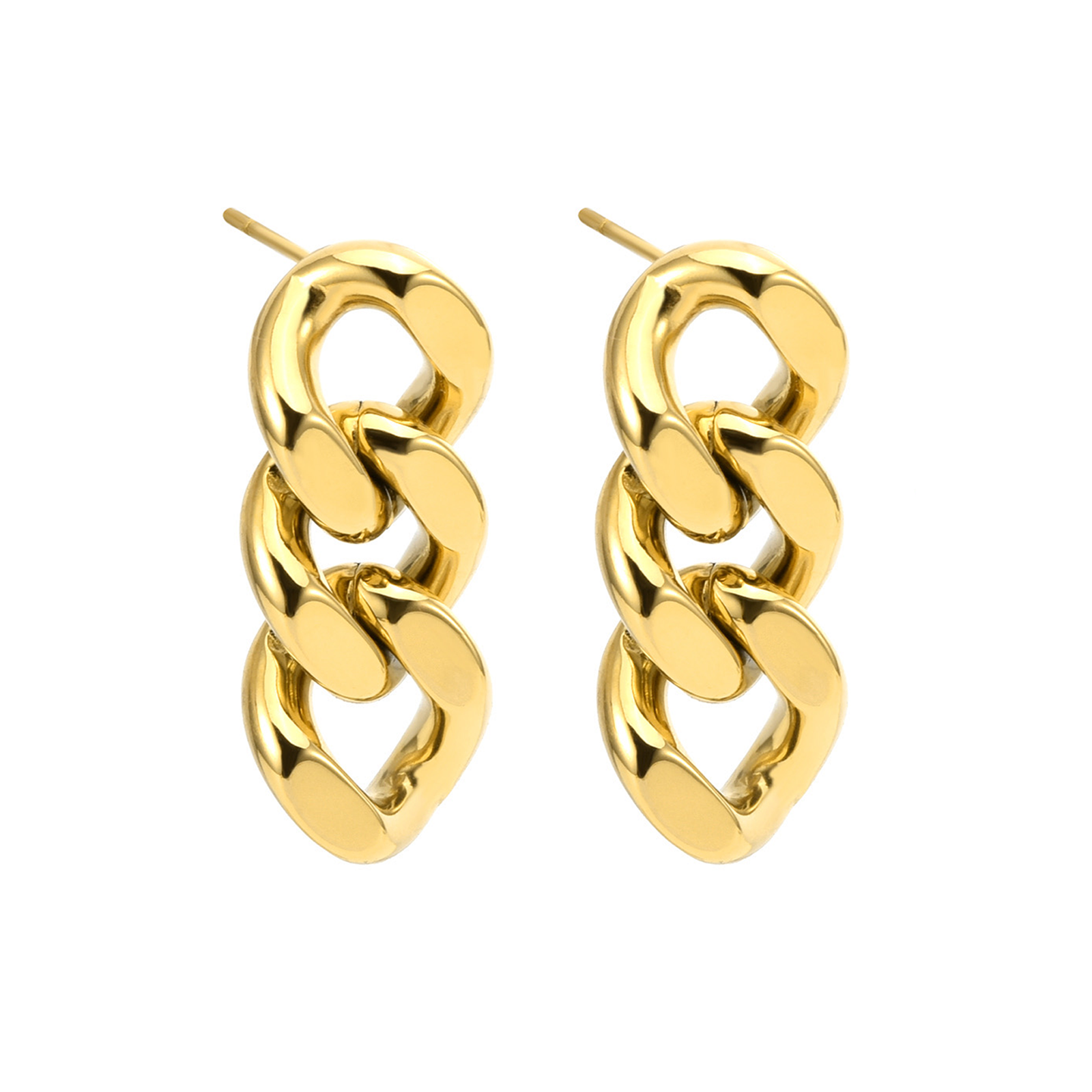 ER160G B.Tiff High Polish Gold Cuban Link Earrings by B.Tiff New York