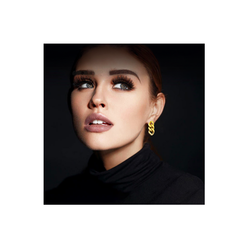 ER160G B.Tiff High Polish Gold Cuban Link Earrings by B.Tiff New York