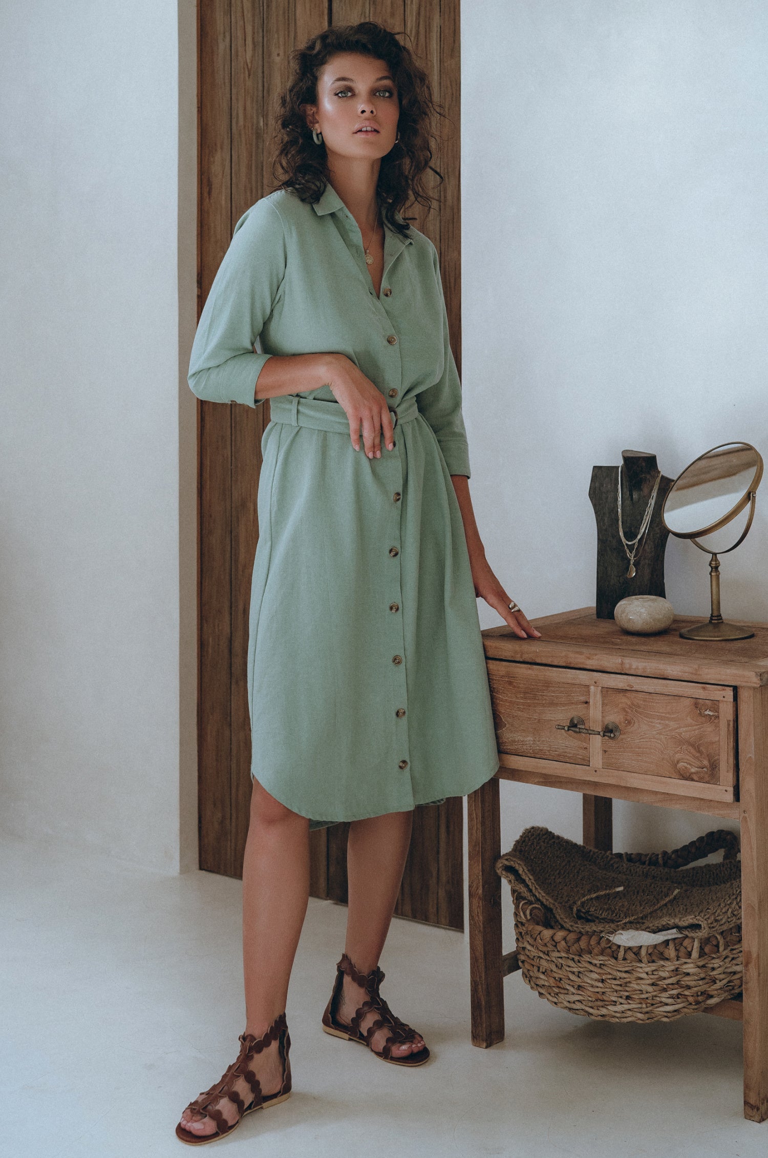 Essence Shirt Linen Dress by Bali Lane