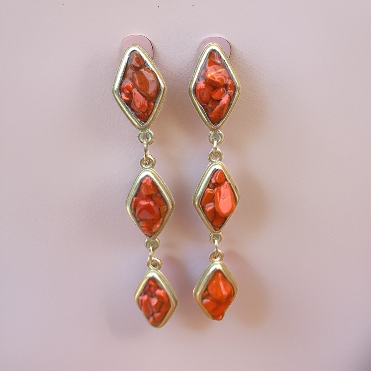 Red Jasper and Silver Tier Drop Earrings by The Urban Charm by The Urban Charm