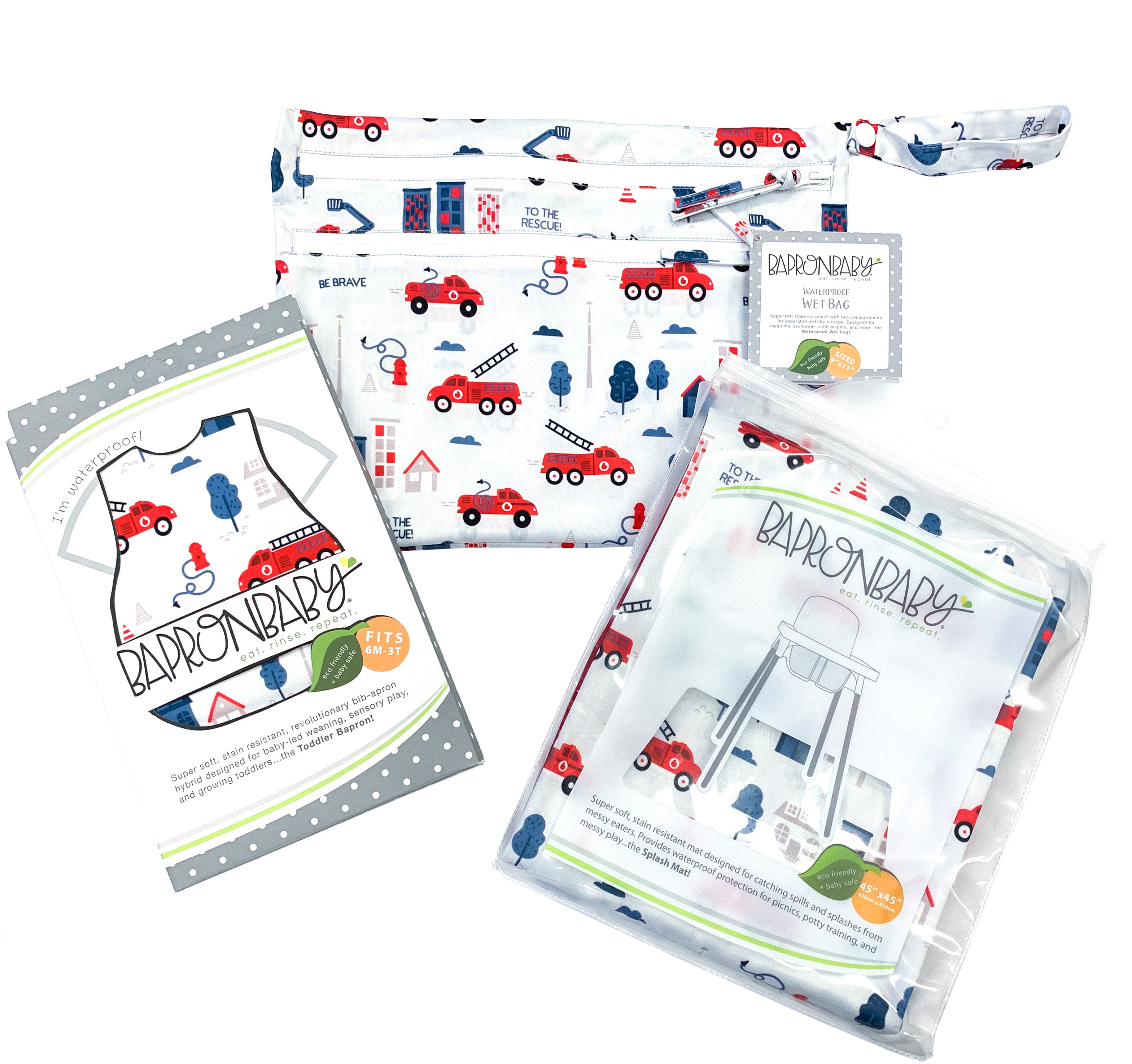 Be Brave - Firefighter - Waterproof Wet Bag (For mealtime, on-the-go, and more!) by BapronBaby