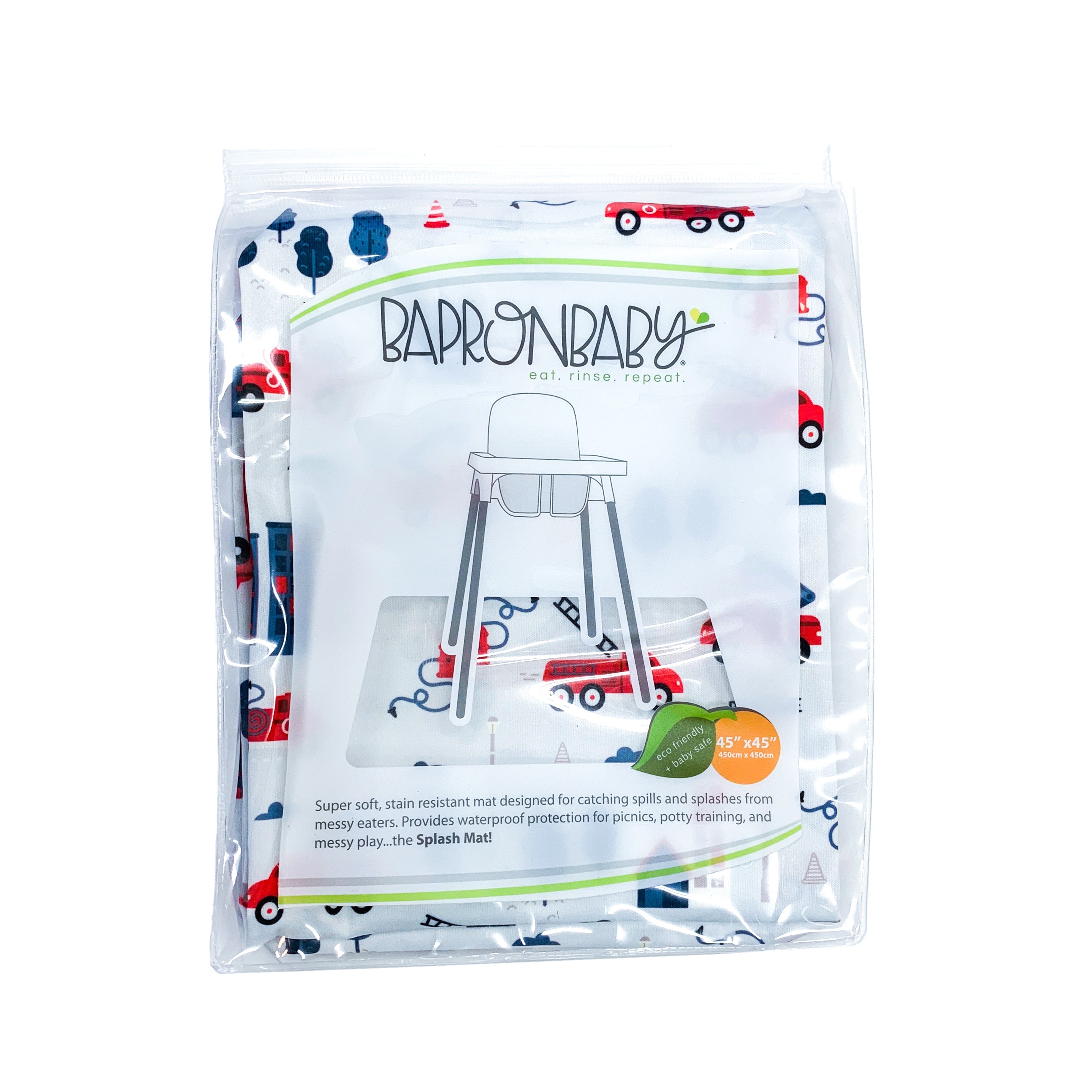 Be Brave - Firefighter Splash Mat - A Waterproof Catch-All for Highchair Spills and More! by BapronBaby