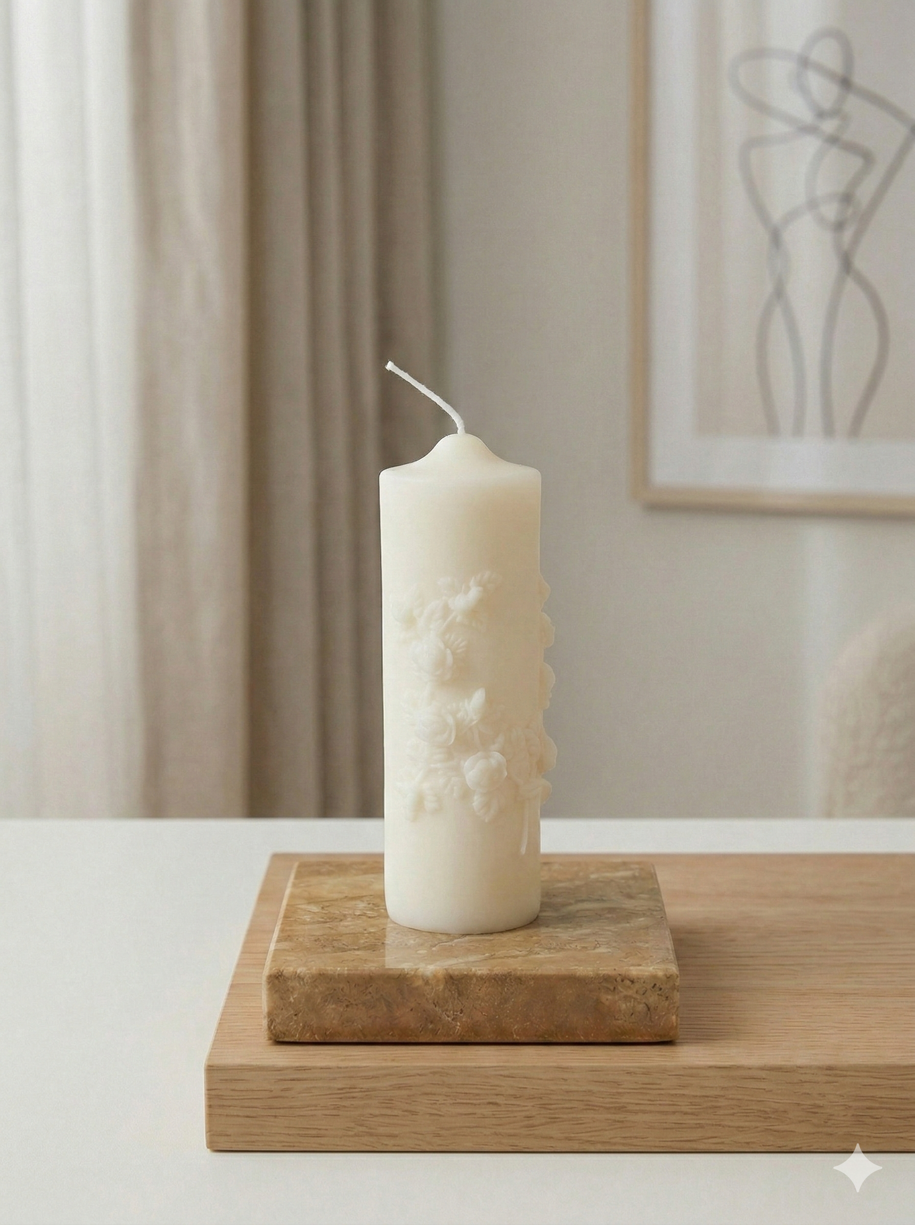 Floral Pillar Scented Candle | Handmade Home Decor