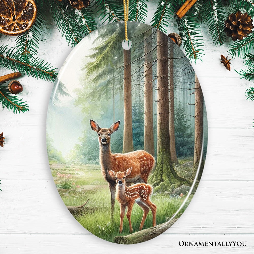 Bambi's Magical Forest Ornament, A Christmas Tribute to Woodland Friends Ceramic Ornament OrnamentallyYou 