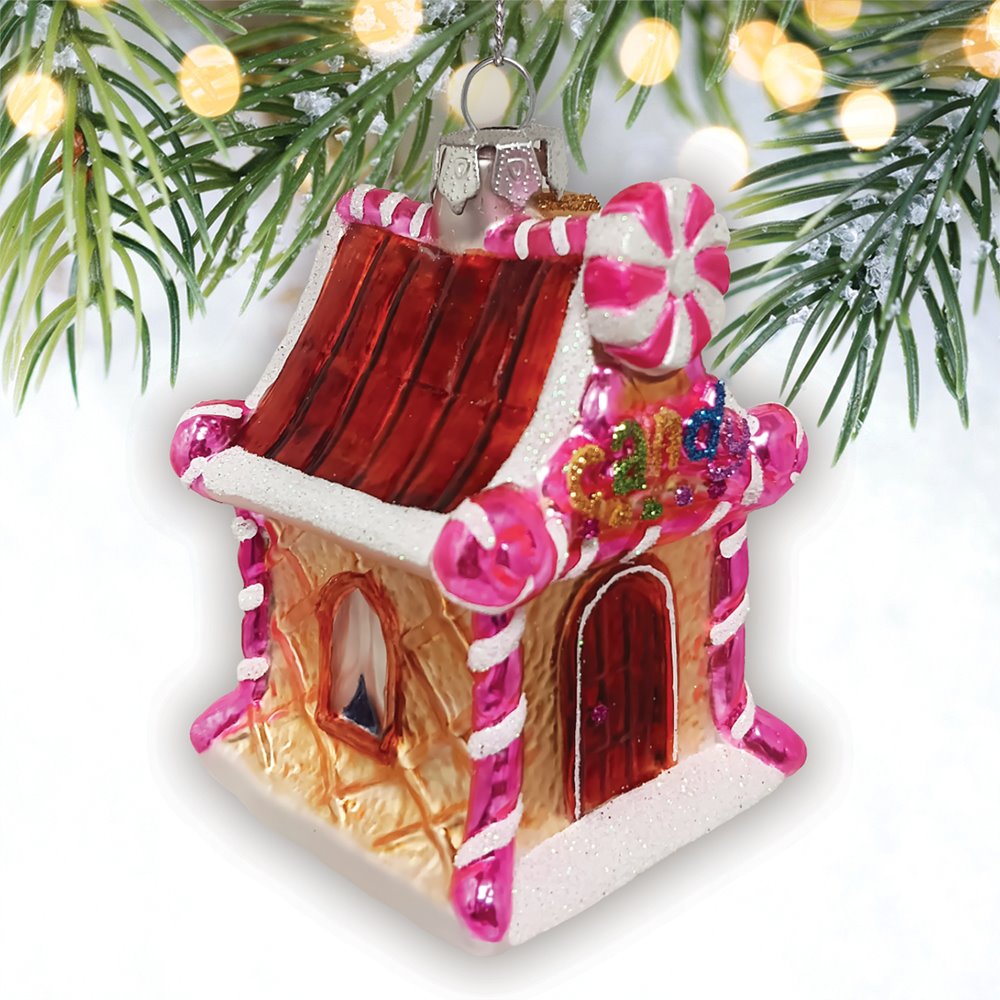 Sweet Treat Cottage Candy Lane House Glass Christmas Ornament Glass Ornament OrnamentallyYou 